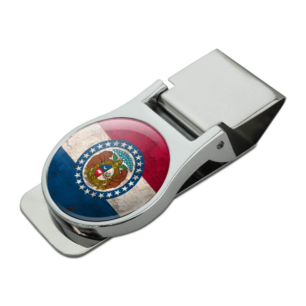 Vintage Rustic Missouri State Flag Money Clip - Distressed USA Satin Chrome Plated Metal Cash Holder for Men | Perfect for Gifts, Travel & Everyday Carry