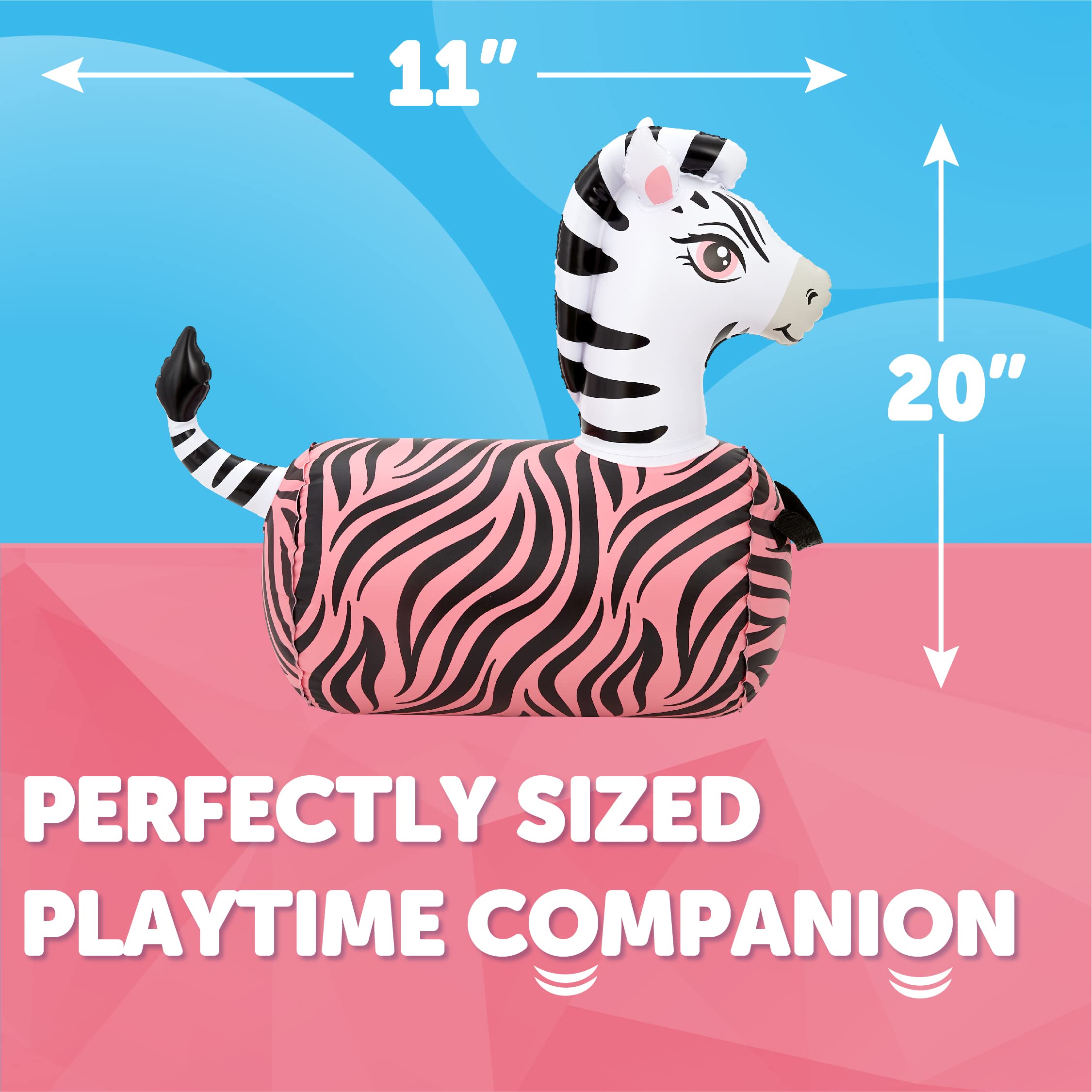Inflatable Zebra Hopping Animal Bouncer - WADDLE Hip Hopper for Kids Ages 2+ | Fun Outdoor Play, Birthday Parties & Backyard Activities