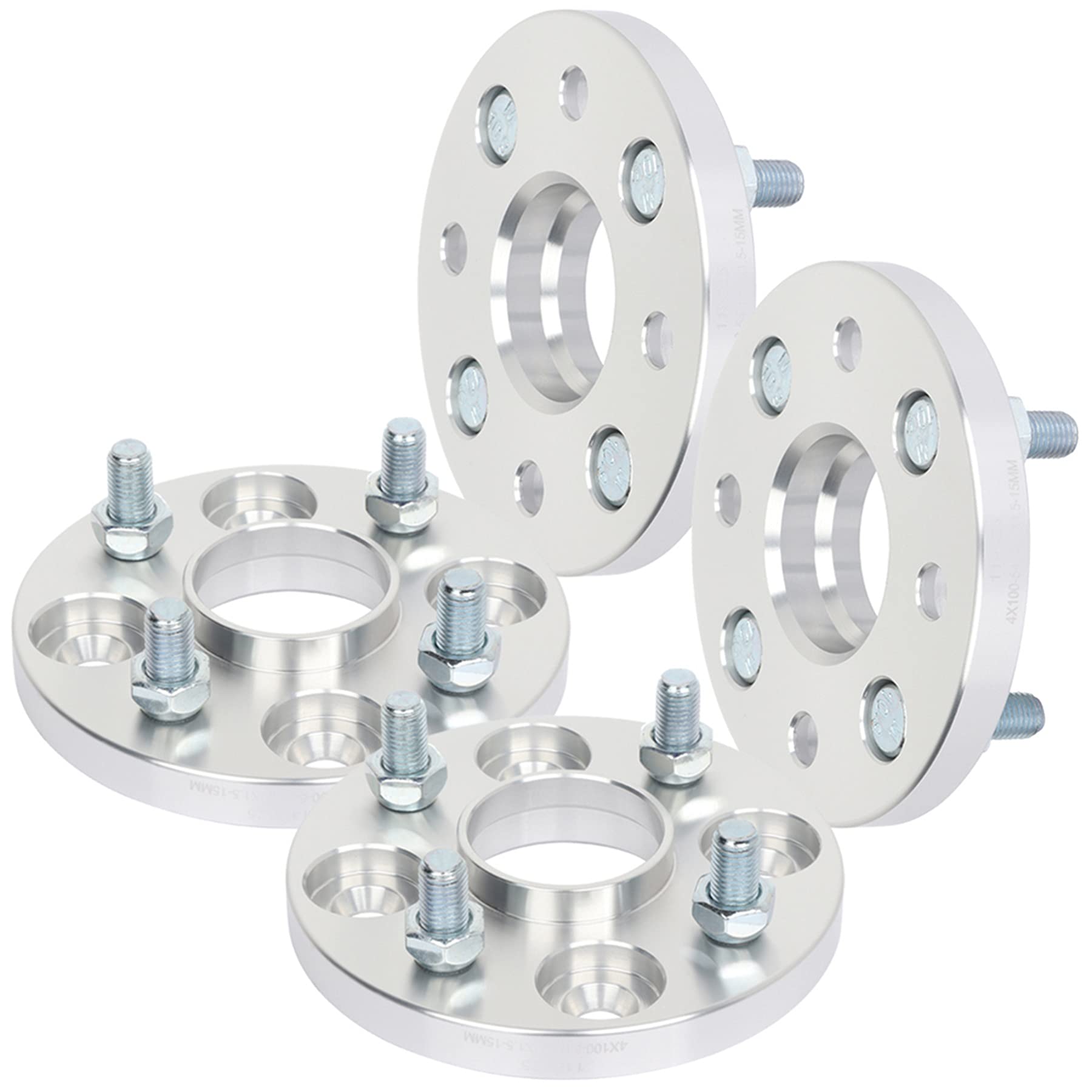 4x100 12x1.5 54.1 15mm Wheel Spacers Adapters - 4 Lug Compatible with Toyota Corolla, Echo, MR2 Spyder & Mazda Protege - Improve Handling & Stance for Street & Track Performance