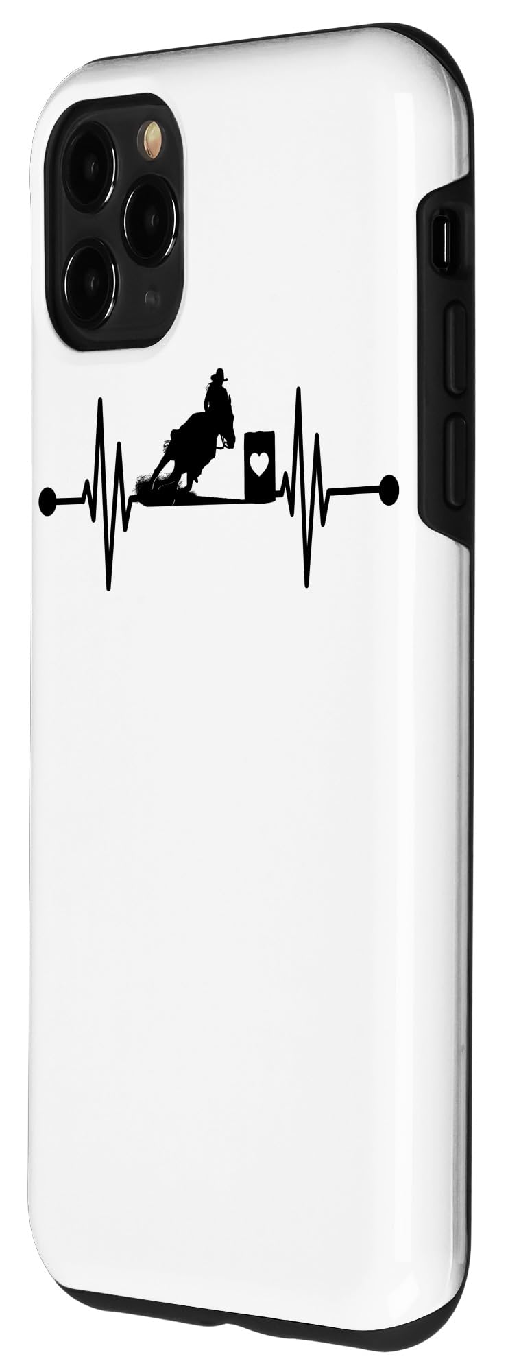 iPhone 11 Pro Max Case - Cute Horse Barrel Racing Design with Heartbeat Rodeo Theme | Shockproof Protective Cover for Rodeo Enthusiasts & Western Style Lovers