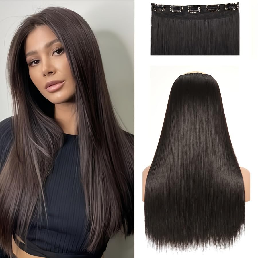 CHANDERKASH 5 Clip Lightweight Straight Black Hair Extensions for Women - Natural Look for Daily Wear & Special Occasions