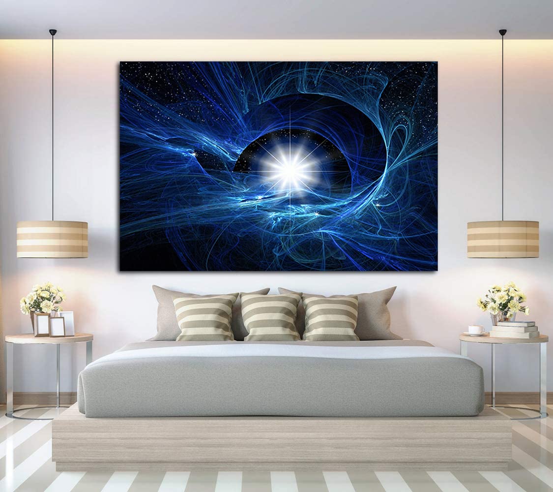 Galaxy Wall Art - Framed Outer Space Canvas Painting with Earth & Moon, Astronomy Universe Decor for Home, Office, Bedroom - Ready to Hang | Perfect for Living Room Decor, Office Inspiration & Space-Themed Bedrooms