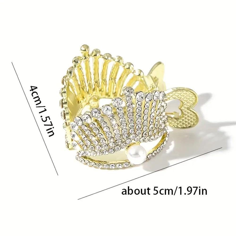 1pc Elegant Crown Hair Clip for Women - High Ponytail Holder with Faux Pearls & Rhinestones, Shining Crystal Hair Accessories for Weddings, Prom, Parties & Special Occasions