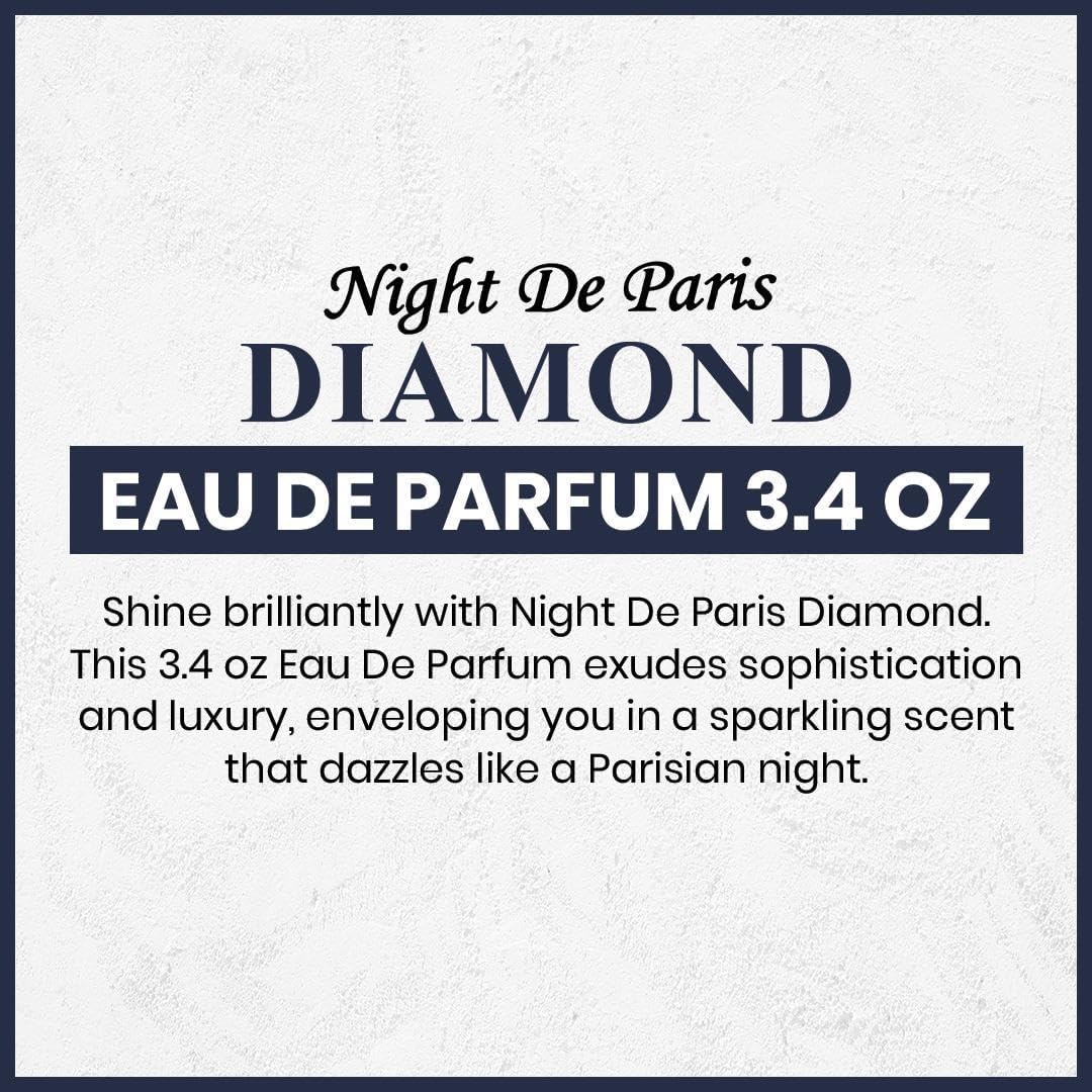 L'Orientale Fragrances Night De Paris Diamond Tester Eau de Parfum - 3.4oz (100ml) Unisex Perfume with Bergamot & Rose Notes | 24 Hour Long-Lasting Scent | Sophisticated & Elegant Fragrance for Date Night, Evening Events & Special Occasions