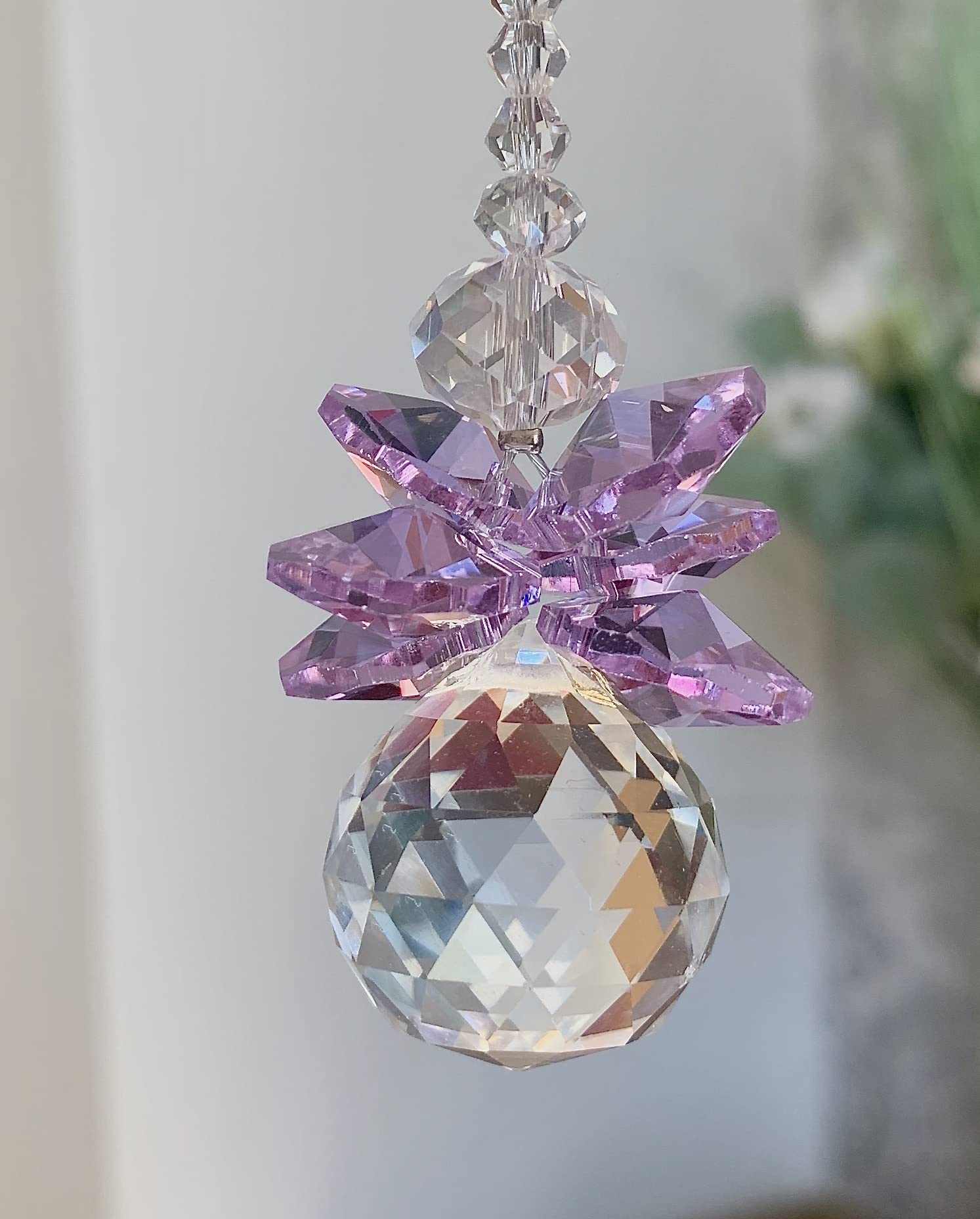 Archangel Zadkiel Crystal Ornament - Car Mirror Charm & Suncatcher for Protection | Rainbow Maker Guardian Angel Decor for Windows, Home, and Gifts