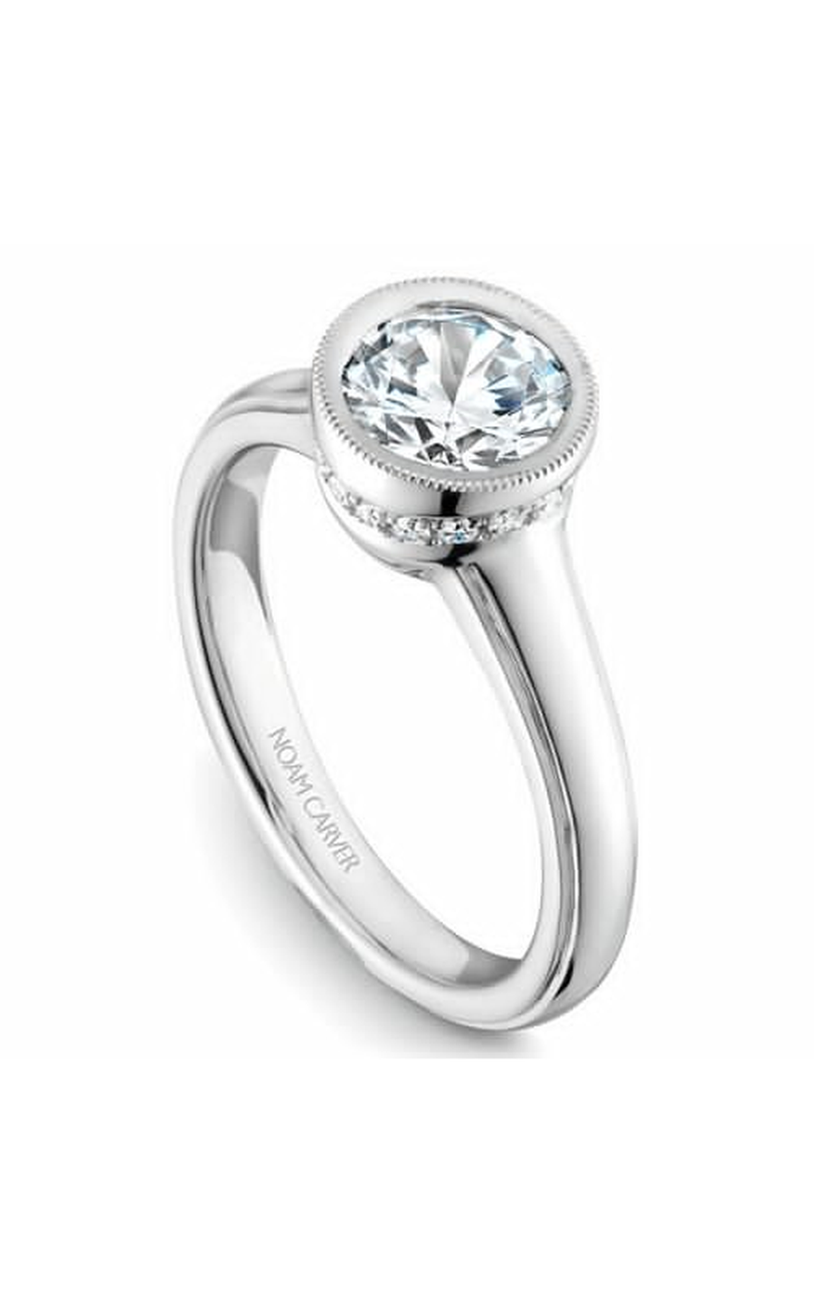 Noam Carver Bezel Engagement Ring B025 01A - Elegant Solitaire Diamond Ring for Women, 14K White Gold Wedding Band, Perfect for Proposals, Anniversaries & Romantic Occasions