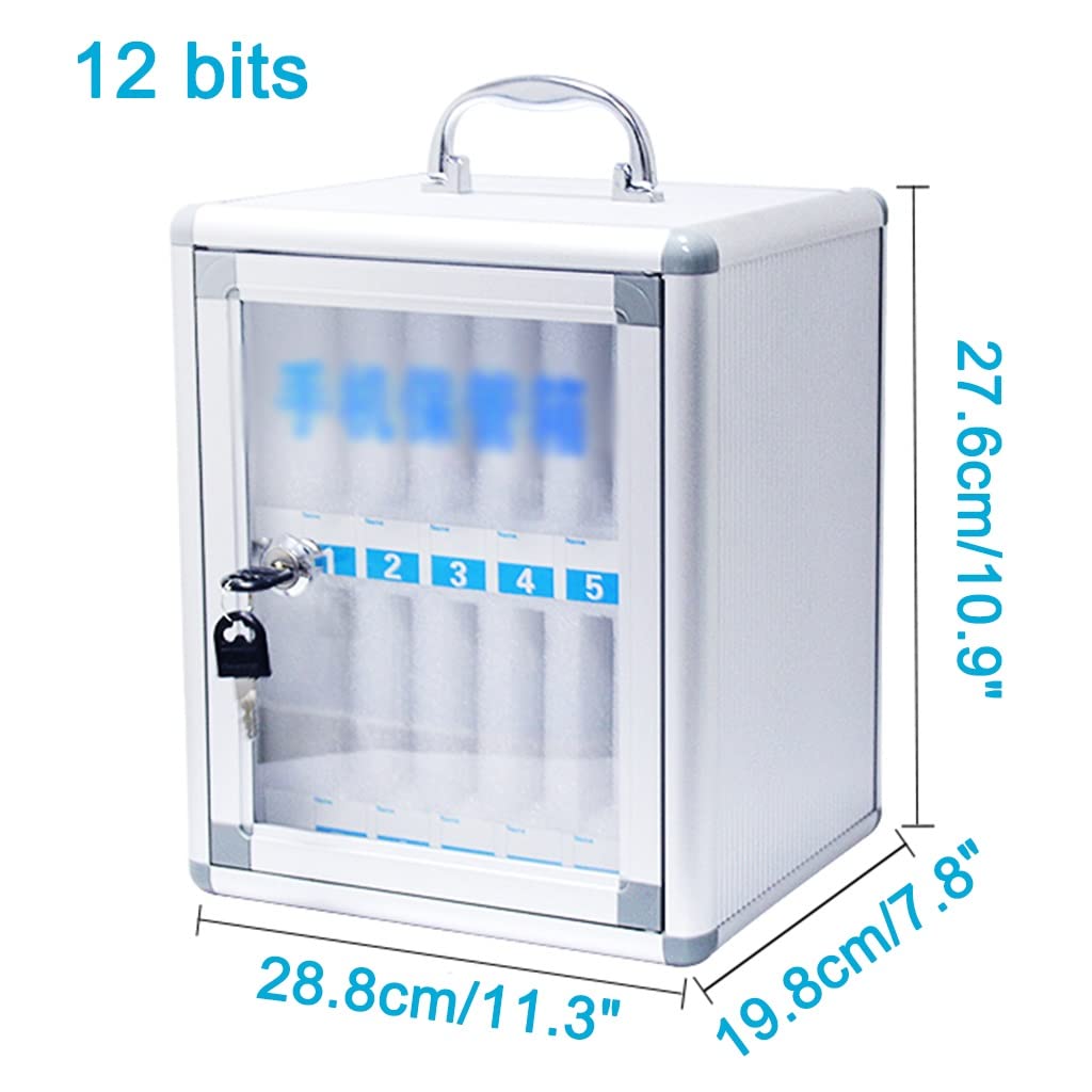 Portable Aluminum Alloy Wall-Mounted Phone Storage Cabinet with Lock - Silver 12