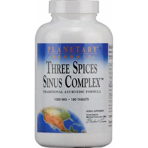 Planetary Herbals Three Spices Sinus Complex 1000mg - Herbal Supplement for Sinus Relief & Nasal Congestion - Supports Respiratory Health & Seasonal Comfort