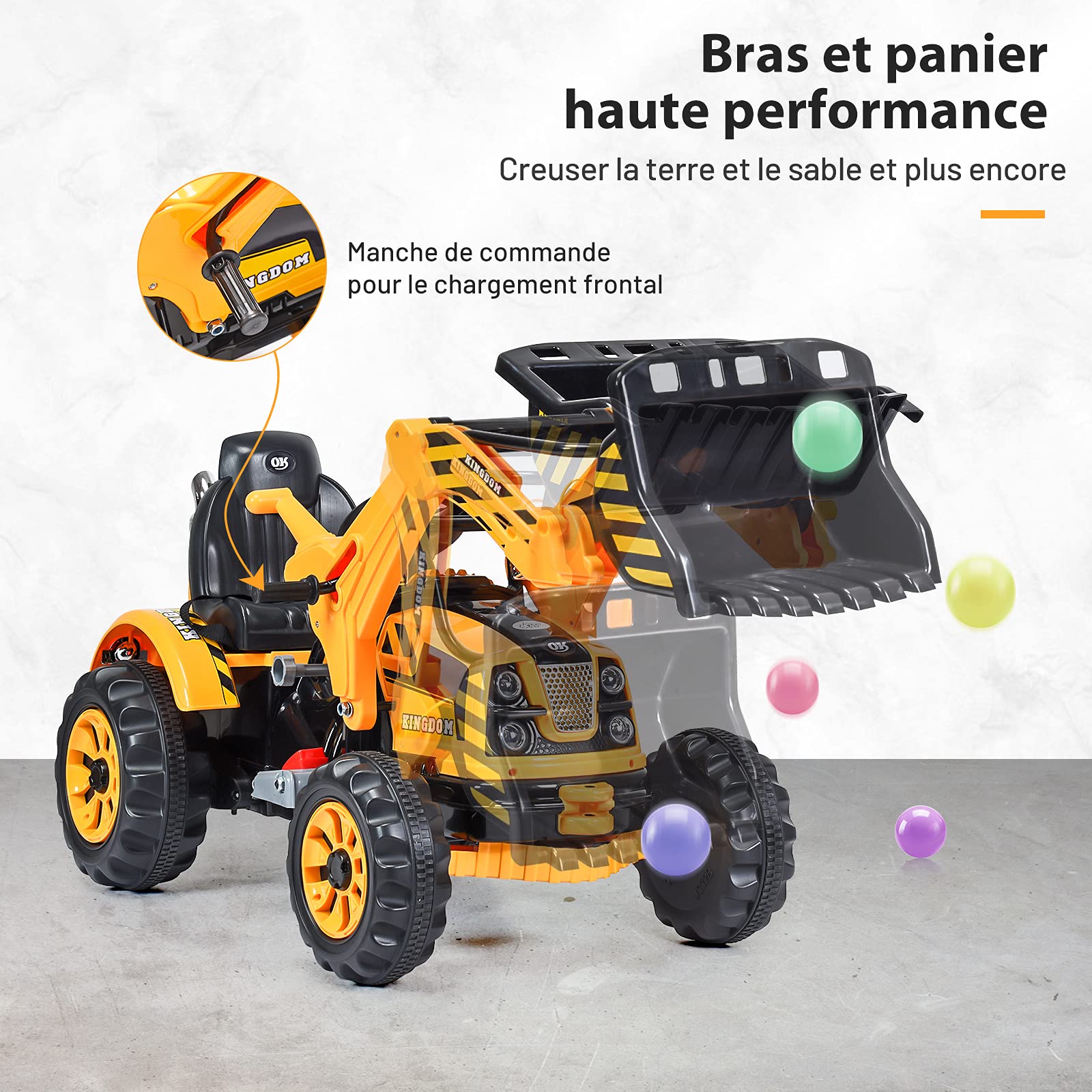 **COSTWAY 12V Kids Electric Tractor Toy with Adjustable Speed, Flexible Shovel & Comfortable Seat – Yellow Ride-On Tractor for Ages 3-8, 30kg Load Capacity – Perfect for Outdoor Play, Sandbox Fun & Backyard Adventures**