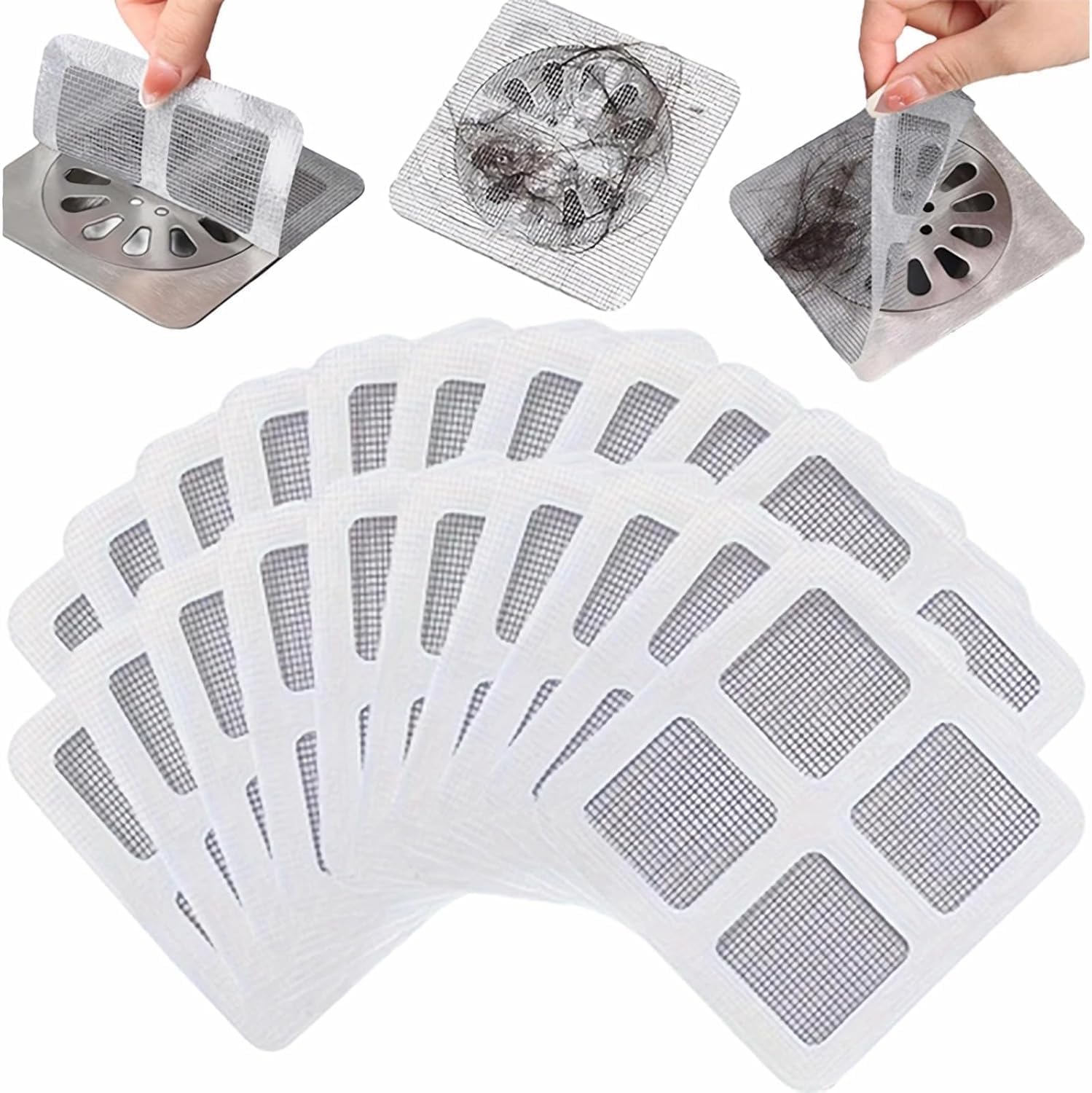 Barasti® 15-Pack Disposable Shower Drain Cover Hair Catcher - Mesh Sticker Strainer for Bathroom, Bathtub, Kitchen & Laundry Sink - Prevents Clogs & Protects Pipes - Perfect for Homes, Apartments & Hotels