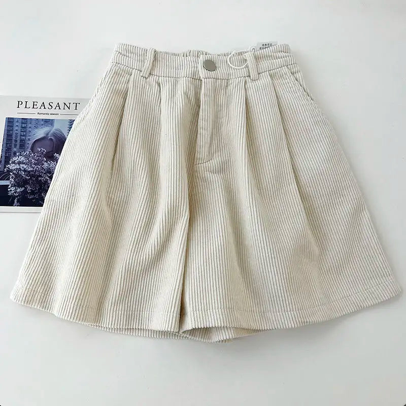 2023 Women's High Waist Oversized Corduroy Shorts - A-Line Wide Leg Casual Pants for Autumn/Winter | Perfect for Streetwear, Office & Weekend Outfits
