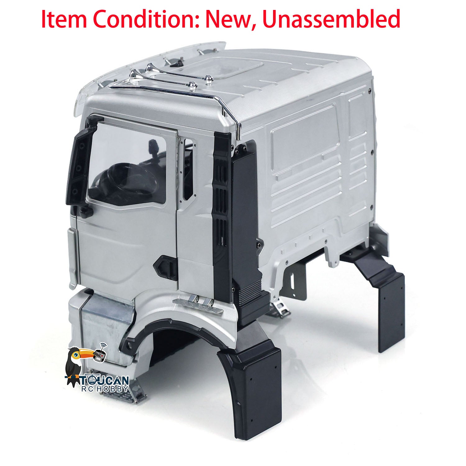 1/14 Scale RC Tractor Truck Metal Cabin Kit with Light System - Remote Control Dumper Tipper for Construction Vehicles (Unpainted) | Perfect for RC Construction Site Scenes & Model Vehicle Collectors