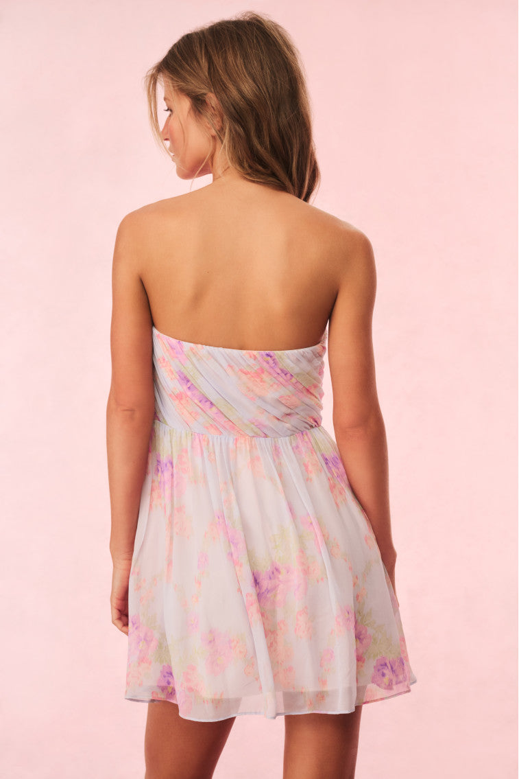 Rayne Floral Chiffon Mini Dress - Women's Summer Party Cocktail Dress for Beach Wedding & Date Night