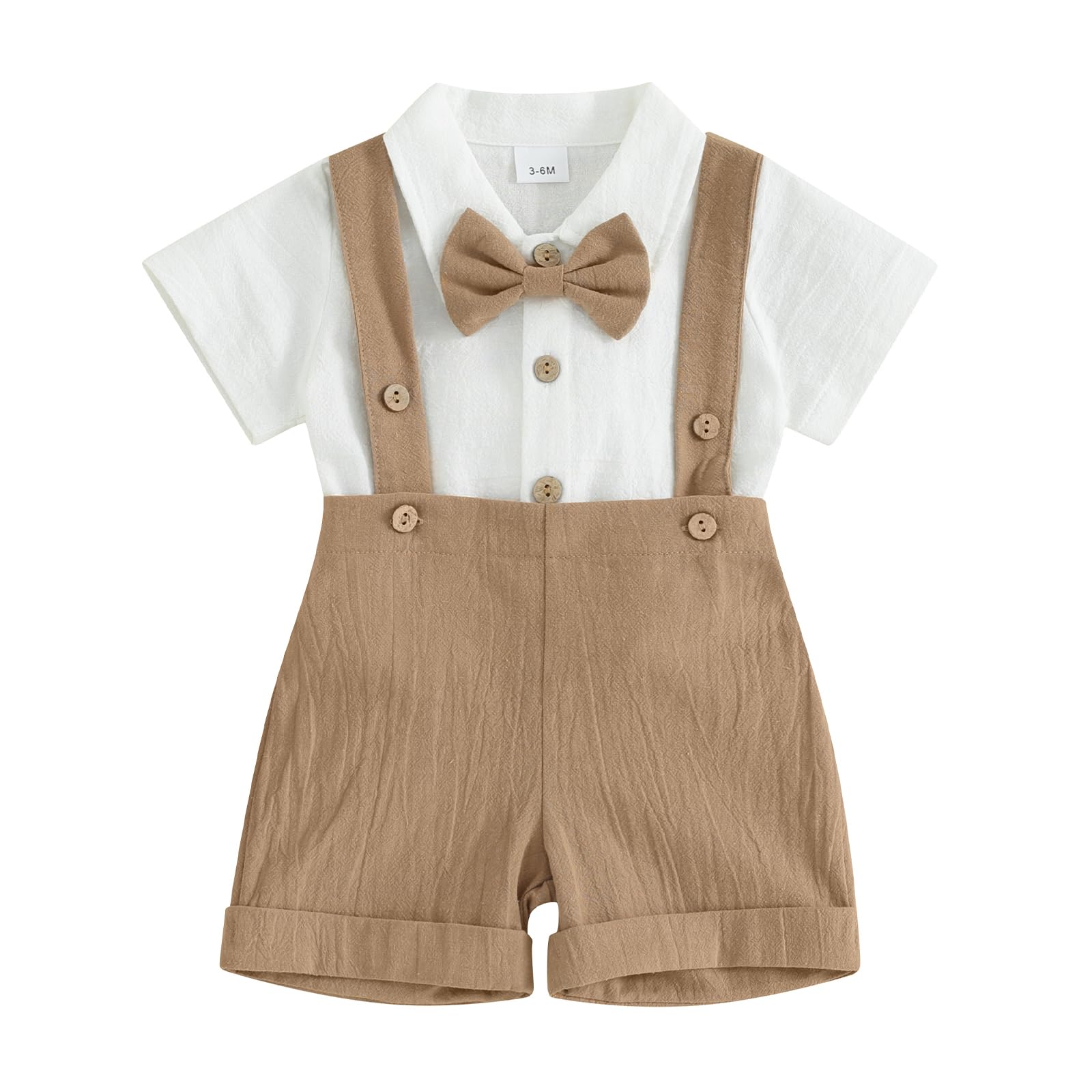 Gentleman Baby Boy Outfit - Summer Romper Onesie with Suspenders & Shorts - Newborn Overalls Dress Clothes for Photo Shoots & Special Occasions