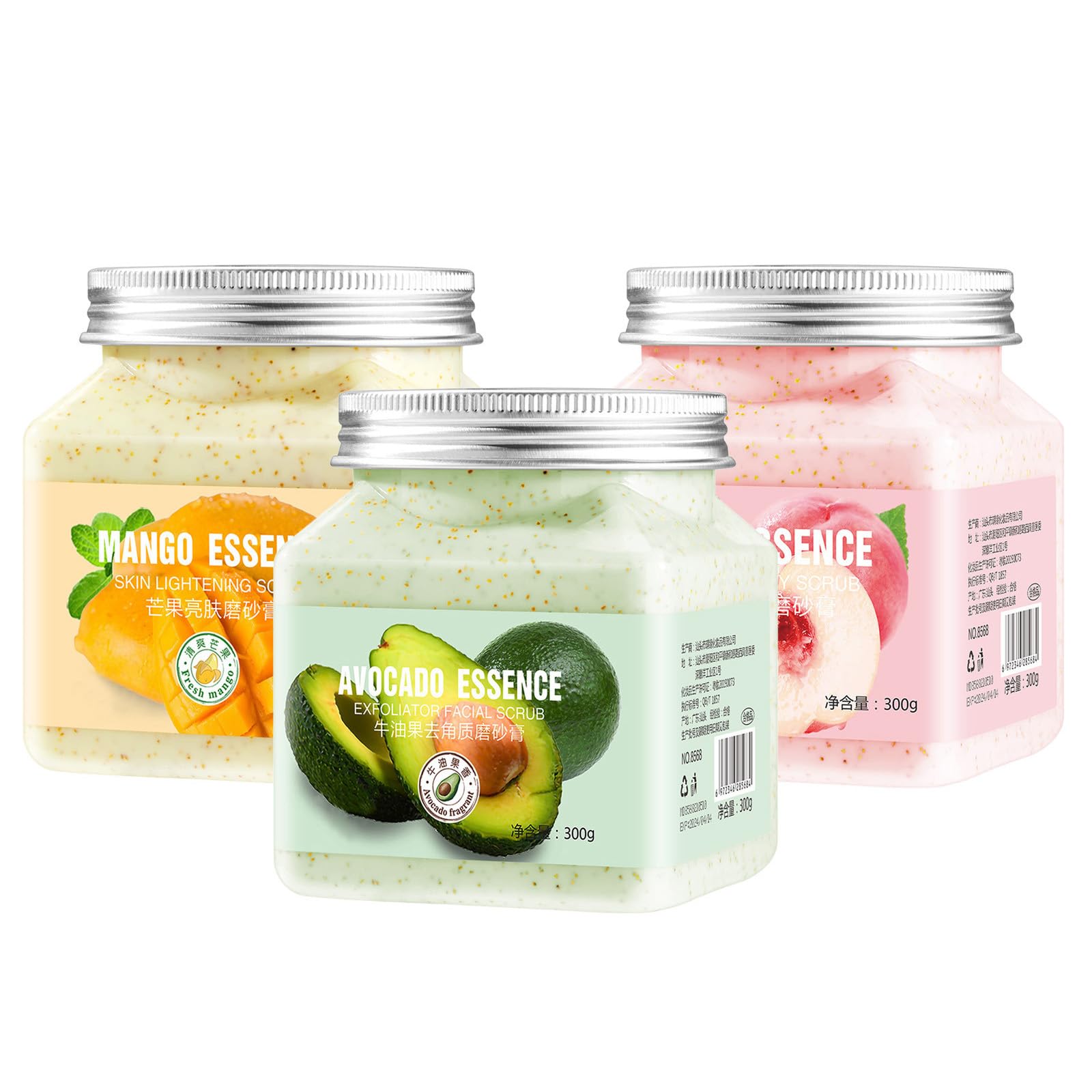 Peach Mango Avocado Body Scrub - Vitamin C Sugar Scrub for Exfoliating, Nourishing & Smoothing Skin | Perfect for Dry Skin Care & Spa Day at Home