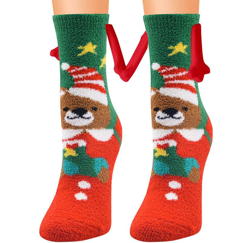 Hand In Hand Magnetic Christmas Socks - Festive Holiday Socks for Couples & Families - Perfect for Christmas Gifts, Stocking Stuffers & Winter Home Decor