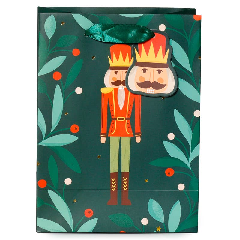 Festive Christmas Nutcracker Gift Bags - Medium Size Holiday Party Favor Bags for Xmas Decorations, Stocking Stuffers & Holiday Gift Exchanges
