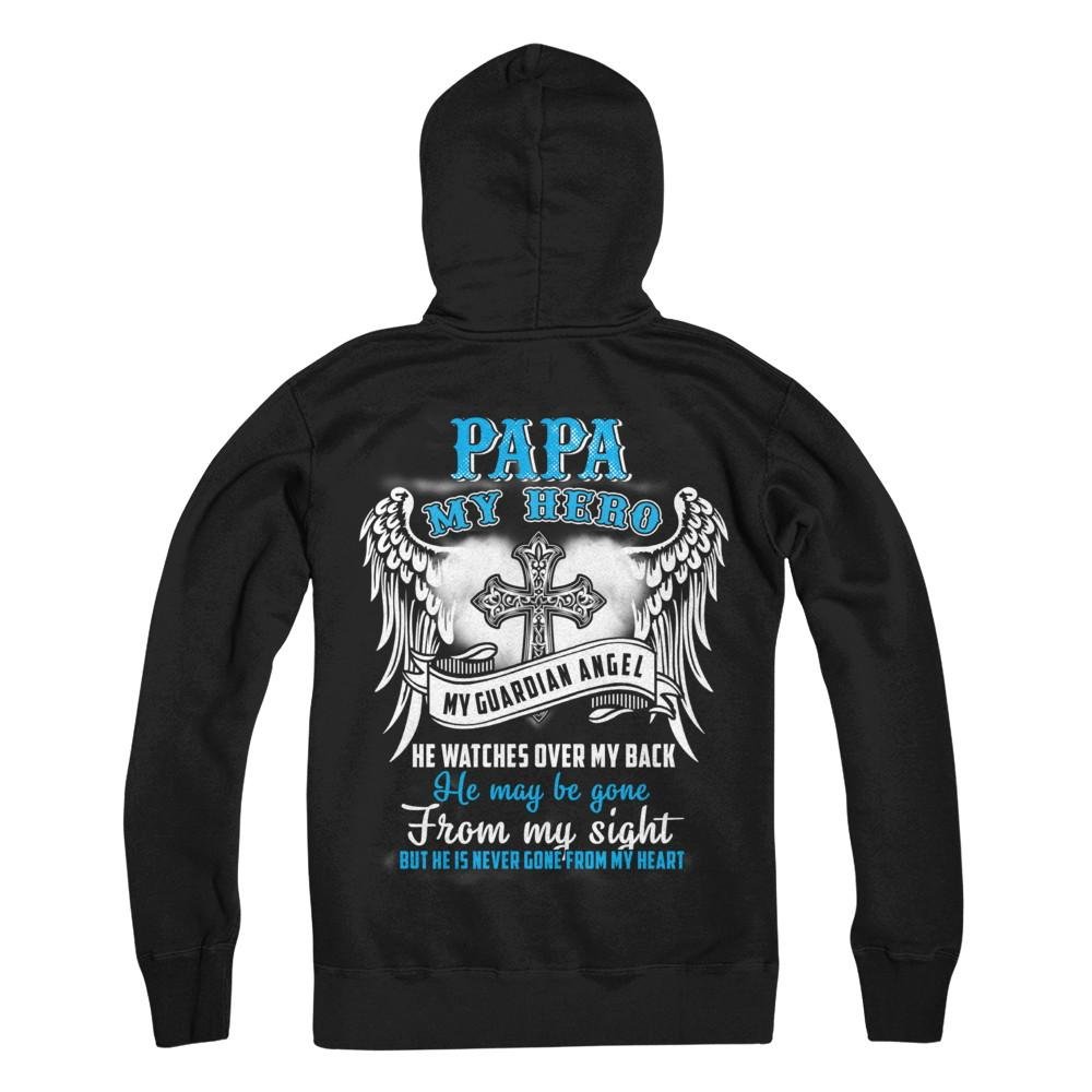 My Papa My Hero My Guardian Angel He Watches Over My Back T-Shirt & Hoodie - Best Gift for Dad on Father's Day, Birthday & Christmas - Comfortable Casual Wear for Everyday, Family Gatherings & Special Occasions - Perfect for Father's Day Gifts, Birthday Presents & Family Reunions - Ideal for Outdoor Activities, Work & Relaxing at Home - Great for BBQ Parties, Weekend Outings & Father-Son Bonding Time - Perfect for Dad's Daily Wear, Holiday Celebrations & Heartwarming Moments