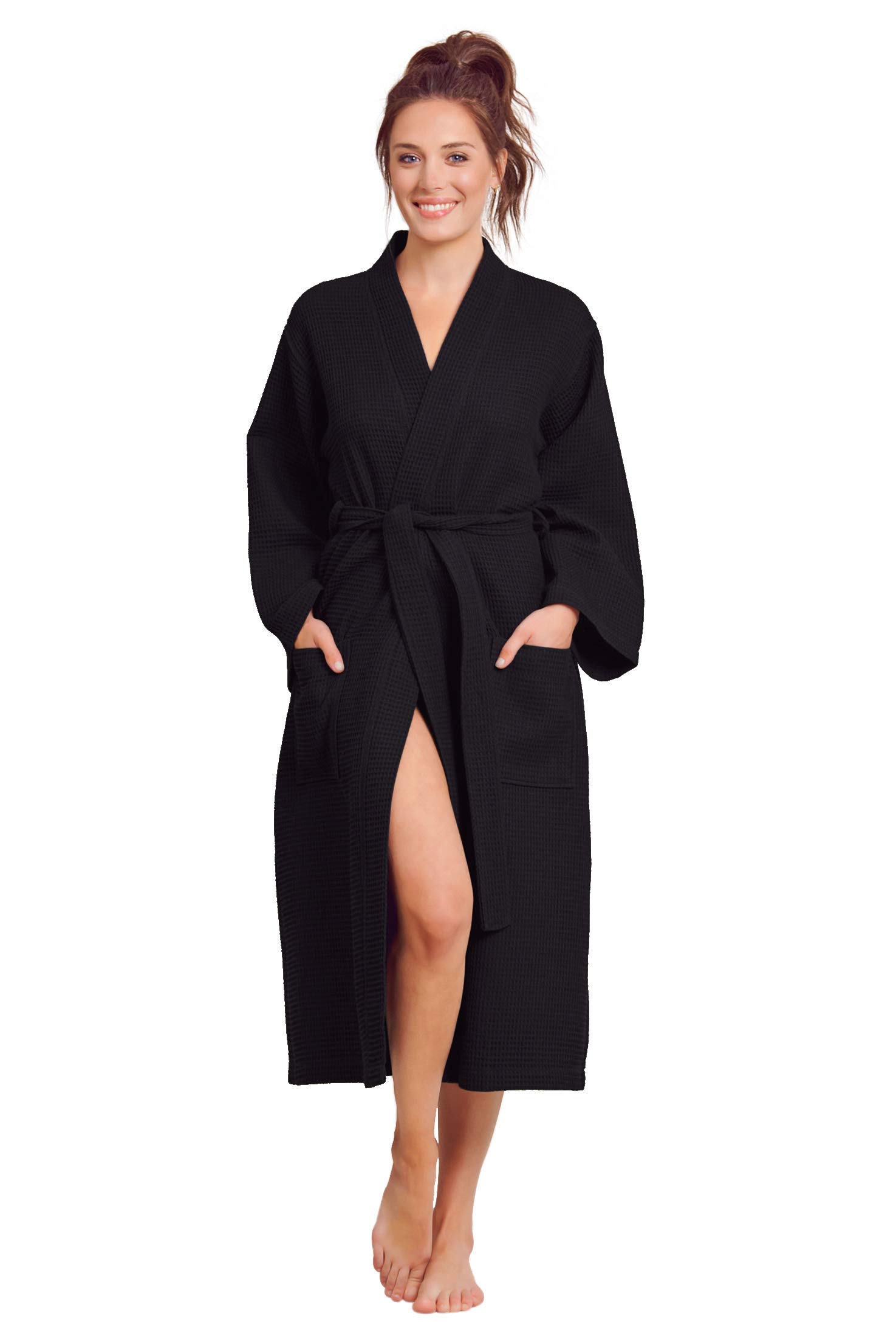 Luxury Soft Absorbent Lightweight Long Kimono Waffle Spa Bathrobe for Women - Perfect for Relaxing at Home, Spa Days & Hotel Stays