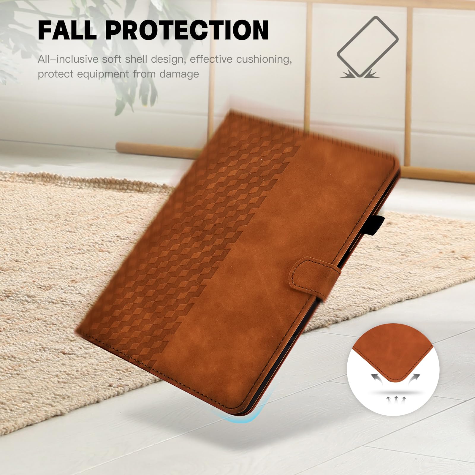 Premium PU Leather iPad 9.7 Inch Case with Card Holder & Multi-Angle Stand - Compatible with iPad 6th/5th Gen & iPad Air 2/Air 1 (Brown) | Perfect for Work, Travel & Home Use