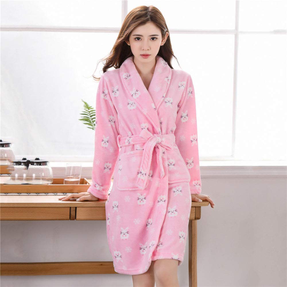 AAJIA Women's Winter Bathrobe - Soft Coral Fleece Long Sleeve Kimono Robe for Home, Sleepwear & Lounge Wear - Cozy Flannel Nightgown for Cold Weather - Size 3XL Pink - Perfect for Relaxing, Spa Days & Winter Comfort