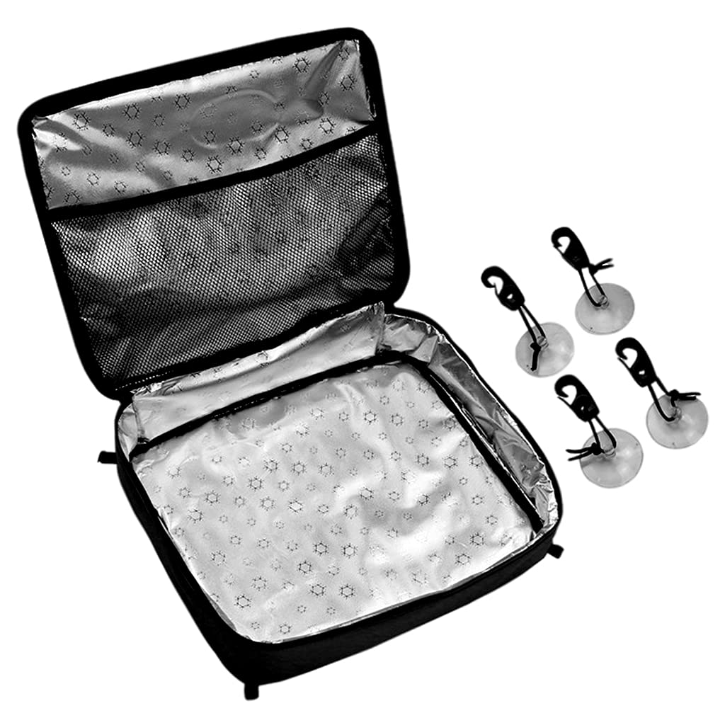 Colcolo Deck Bag Cooler with Mesh Top Pocket & Suction Cups - Portable Zippered Nylon Board Bag for Boating, Fishing, and Outdoor Activities - Waterproof Deck Accessories in Black