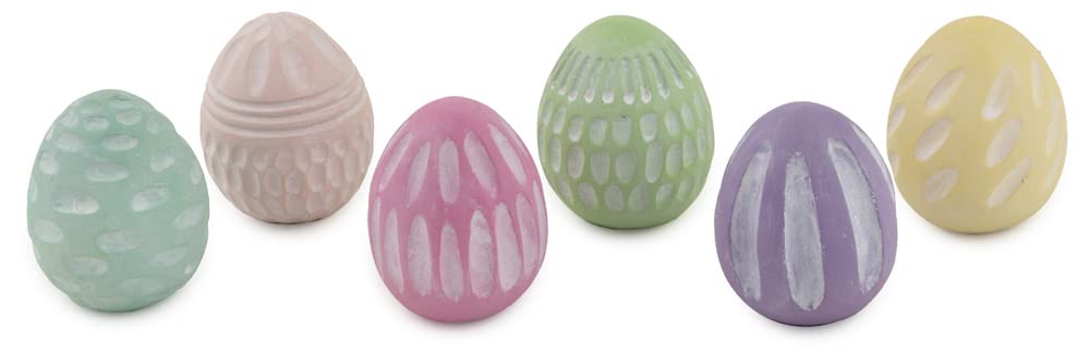 Easter Egg Tabletop Decorations - Set of 6 Pastel Carved Eggs for Spring Home Decor, Easter Party Centerpiece, and Holiday Table Setting | Boston International