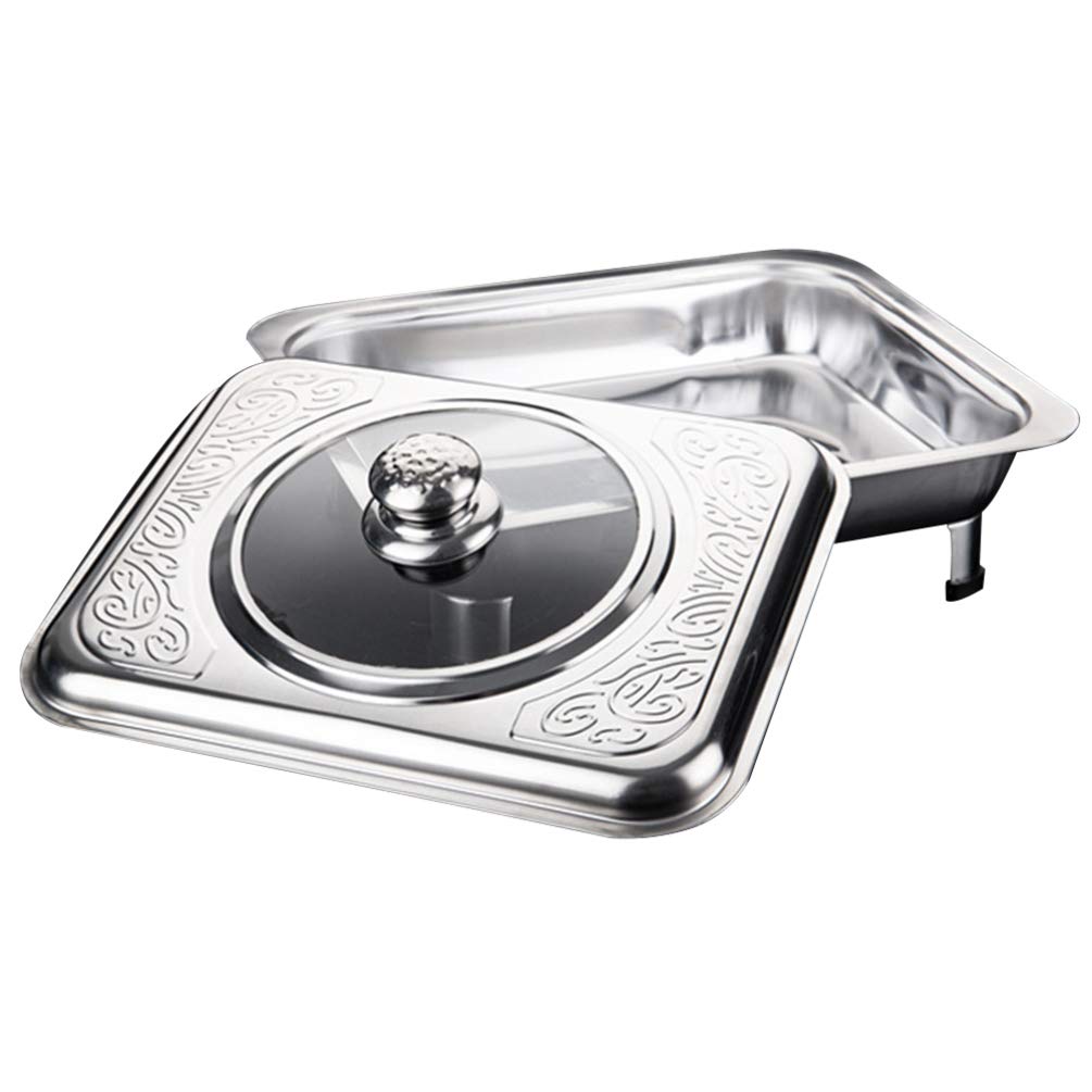 Premium Stainless Steel Rectangular Food Tray - Hemoton 1-Piece Dinner Plate, Fruit & Snack Serving Dish for Kitchen, Dining, Buffet, Party & Catering