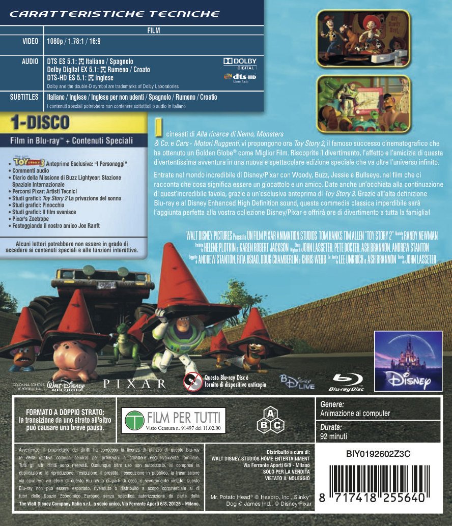 Toy Story 2 Special Edition Italian Version - Disney Pixar Animated Movie DVD - Perfect for Family Movie Nights & Italian Language Learning