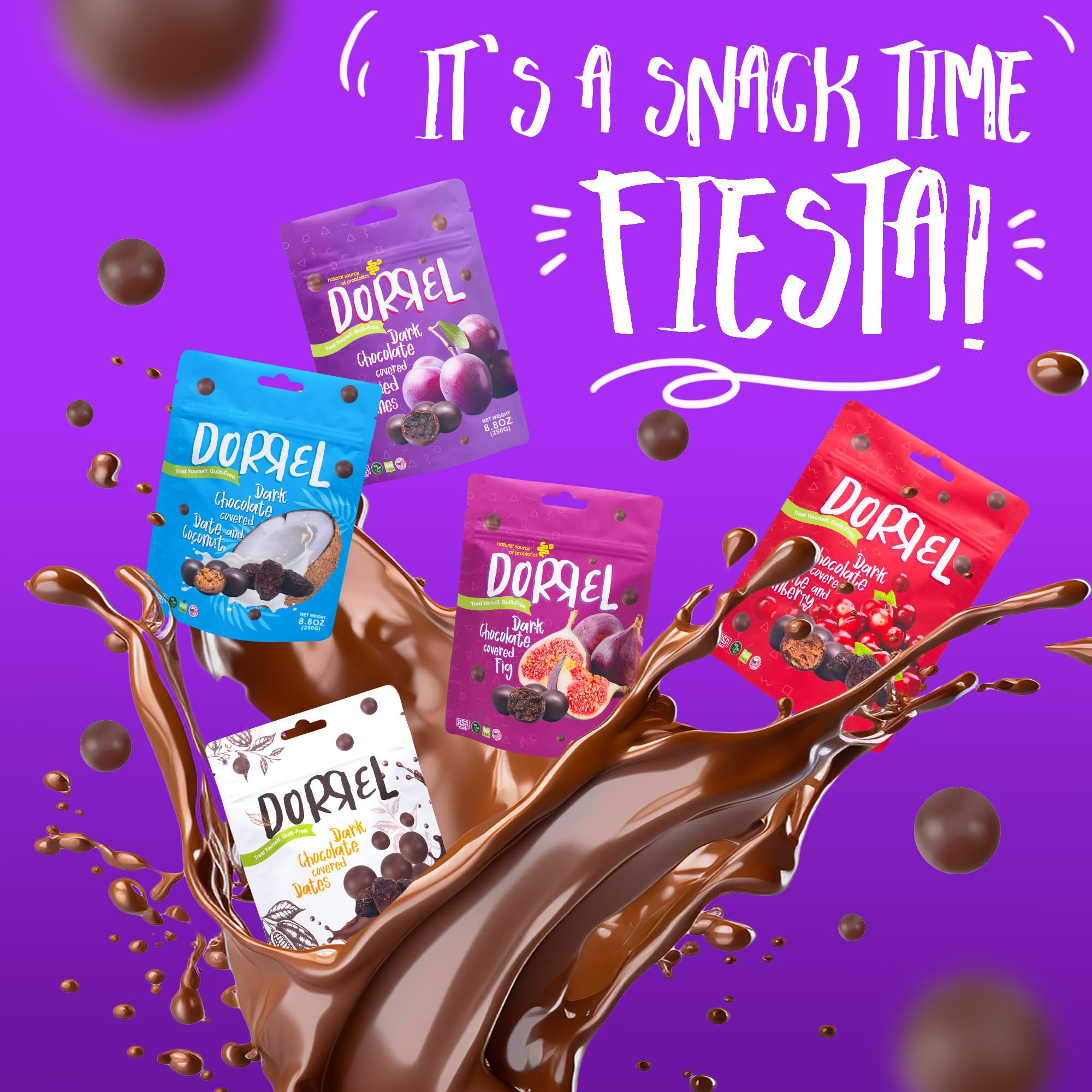 Organic Dark Chocolate Covered Dried Prunes - Healthy Vegan Snacks with Natural Probiotics | Non-GMO, Kosher Pareve | Nutritious Dried Fruit for Energy Boost, Weight Management & Gut Health | Perfect for Office Snacking, Travel & Gift Giving (8.8oz Pack)