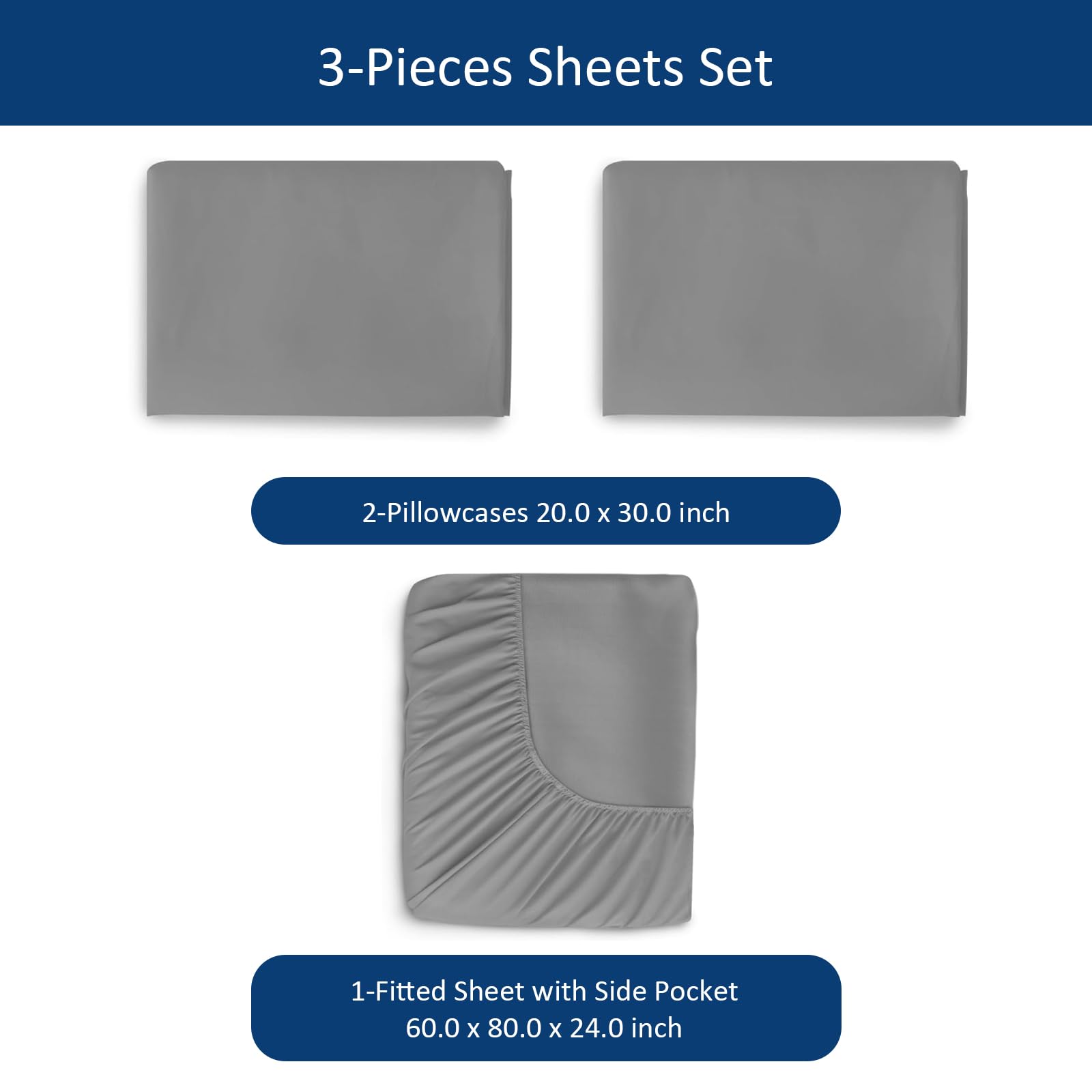 Deep Pocket Queen Mattress Pad & 3-Piece Sheet Set - Extra Thick Quilted Mattress Topper & Air Mattress Cover with Side Pockets (Fits 16-24