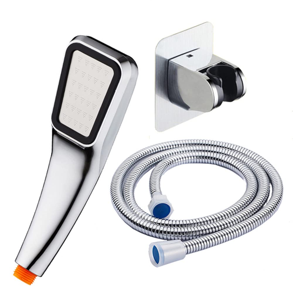 VVW&LIU ABS Chrome Handheld Shower Head with 150CM Stainless Steel Hose - Bathroom Shower Accessories for Spa-Like Experience at Home