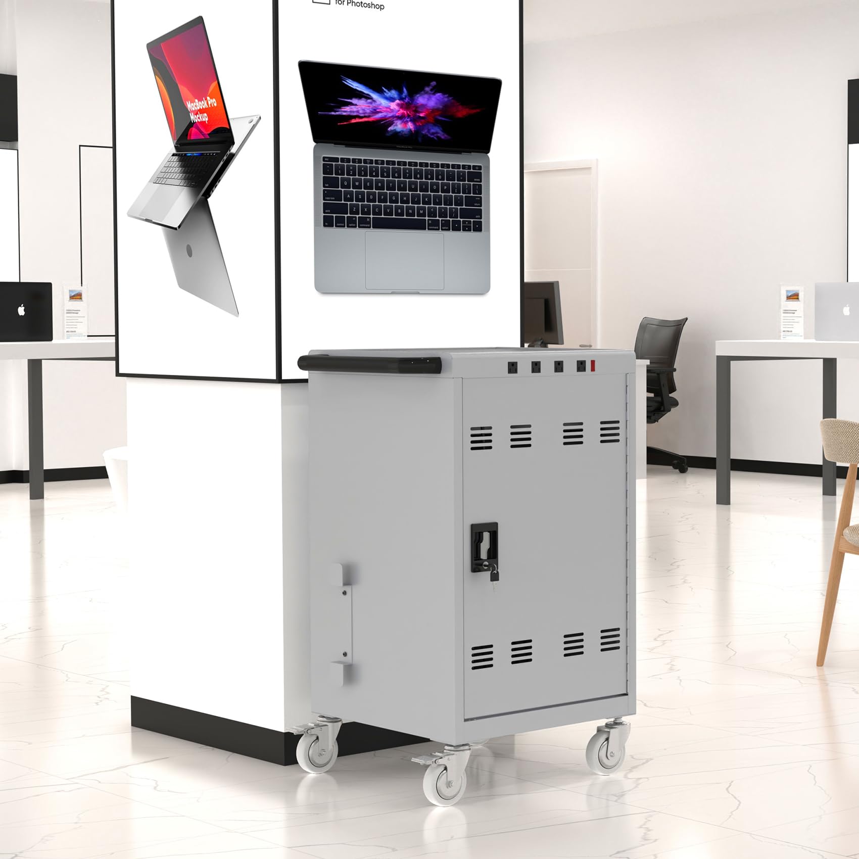 30 Device Mobile Locking Cart Docking Station - 16.3