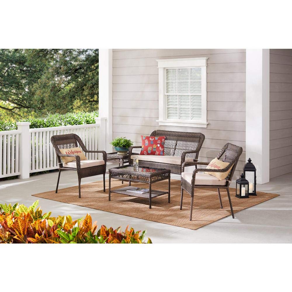 Mix and Match Wicker Outdoor Patio Lounge Chairs with Putty Tan Cushions (2-Pack) - Weather-Resistant Rattan Furniture for Poolside, Garden, or Backyard Relaxation