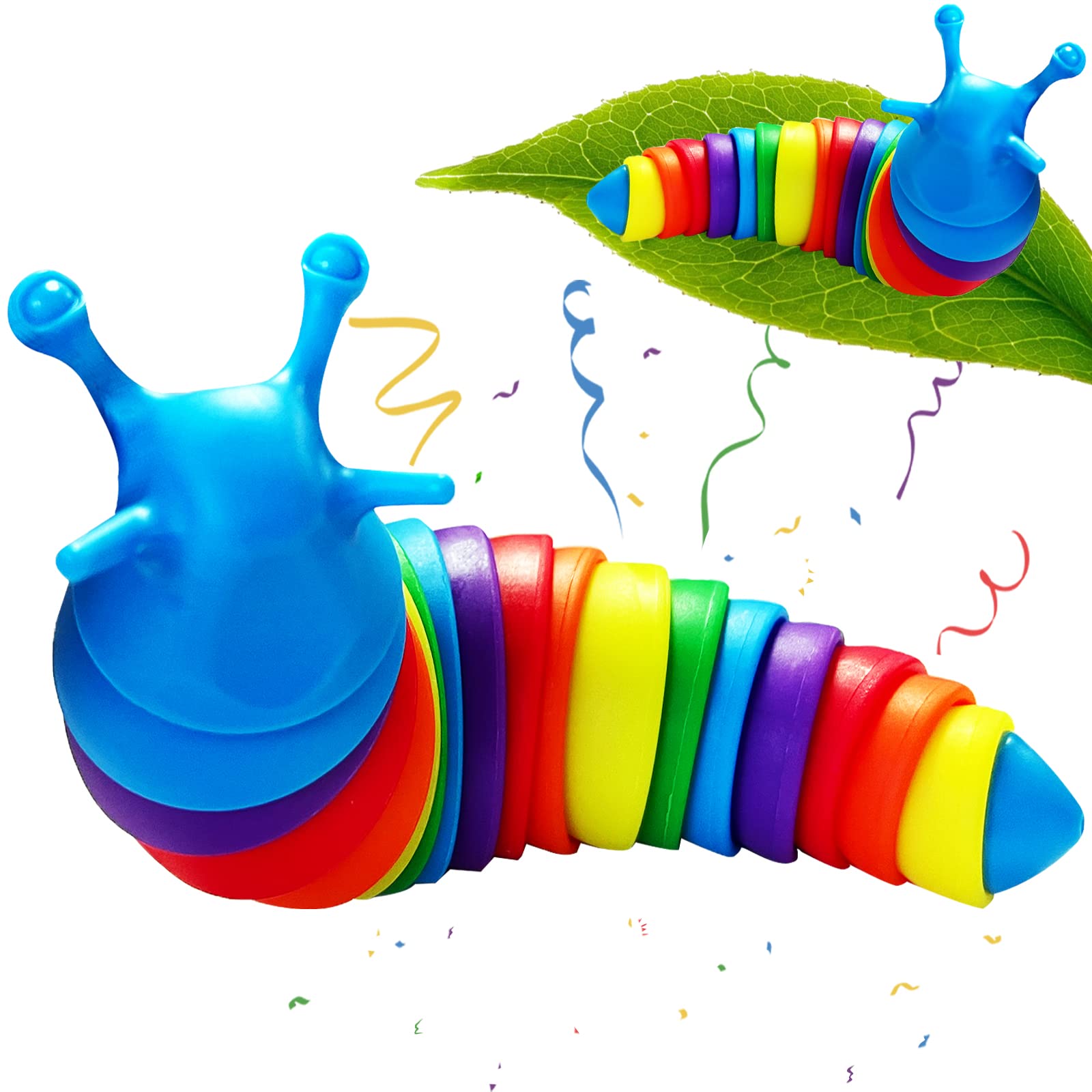 PakPok 3D Articulated Slug Fidget Toy - Flexible Sensory Stress Relief Slug Worm for Kids & Adults - Anxiety Relief, Decompression, Birthday Gift - Perfect for Office, Classroom, Travel & Home Use