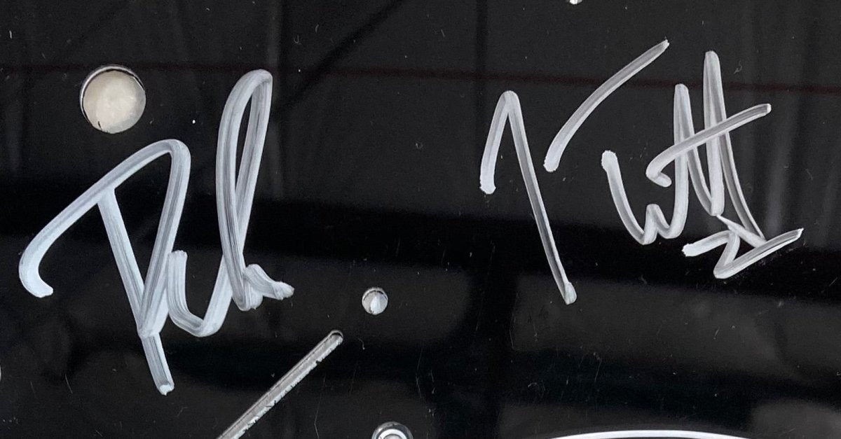 Def Leppard Signed Guitar Pick Guard - Autographed by Joe Elliott & Phil Collen with JSA COA - Perfect for Rock Memorabilia Collection & Music Room Display