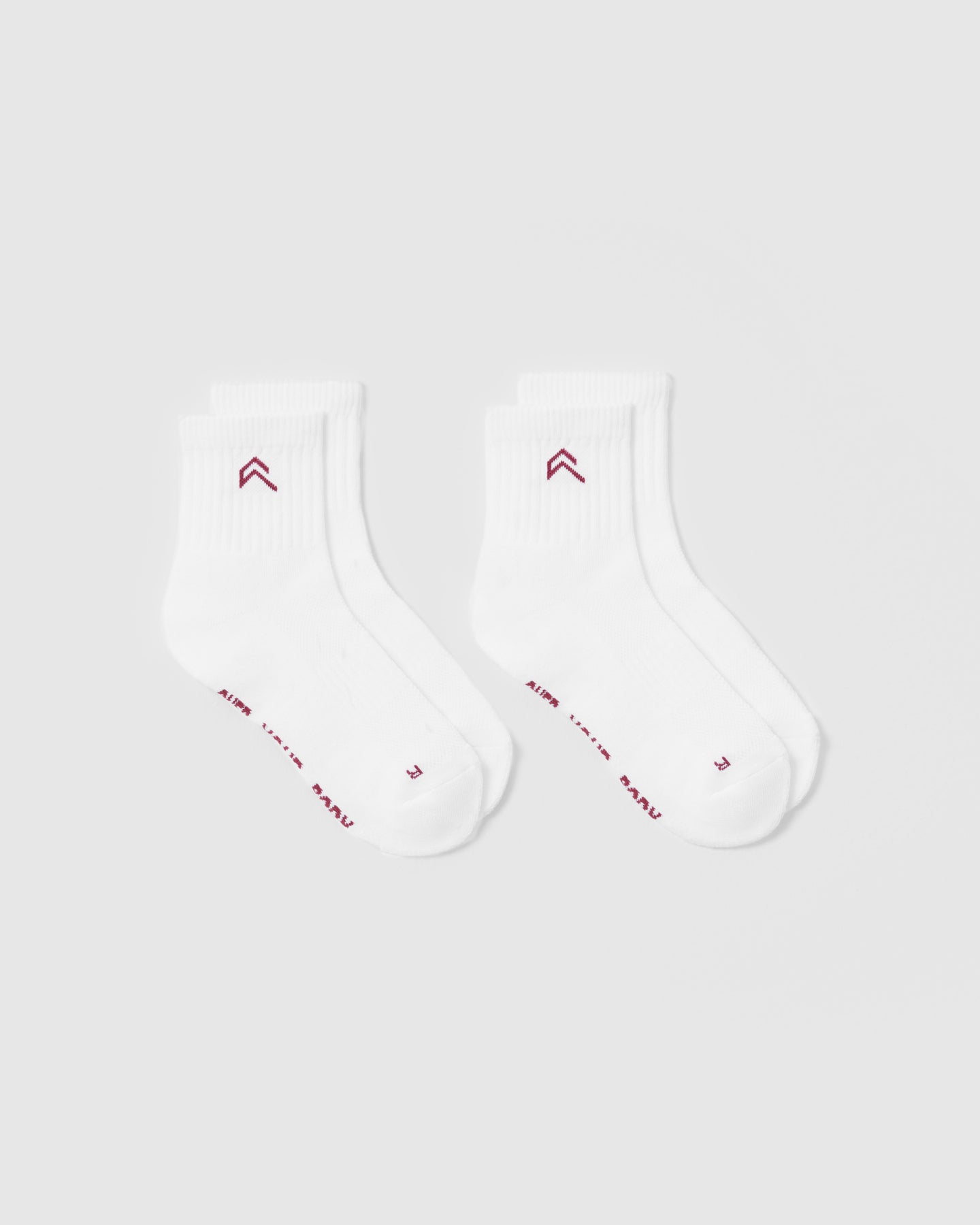 Mid Crew Socks 2 Pack - Soft Cotton Athletic Socks for Men & Women | White/Burnt Cherry | Comfortable for Running, Gym & Everyday Wear