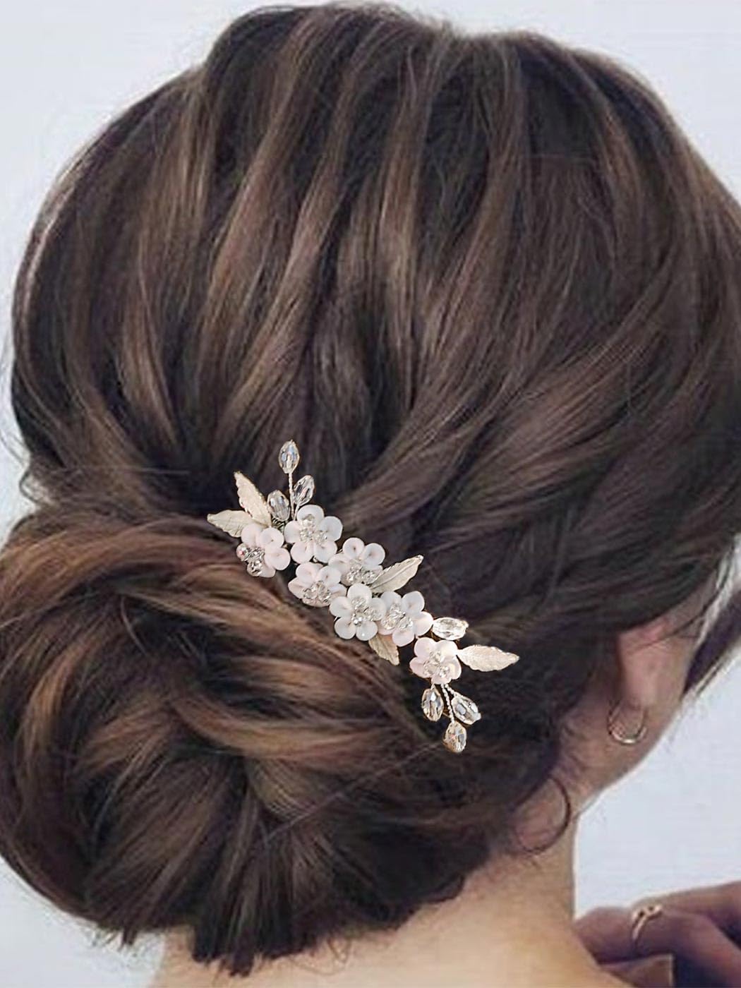 Elegant Rhinestone Flower Wedding Hair Comb - Silver Bridal Leaf Hair Clip for Bride & Bridesmaids | Perfect for Weddings, Prom, Formal Events & Special Occasions