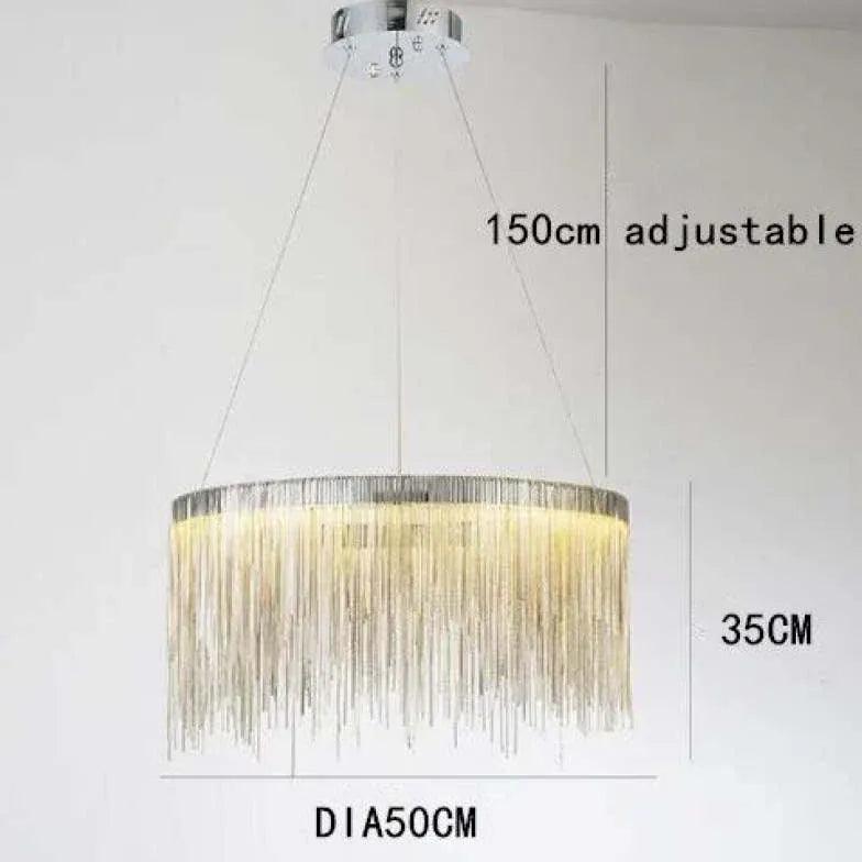 Modern Ring-Shaped Tassel Pendant Light - Elegant Luxury Ceiling Fixture for Dining Room, Bedroom & Living Room Decor