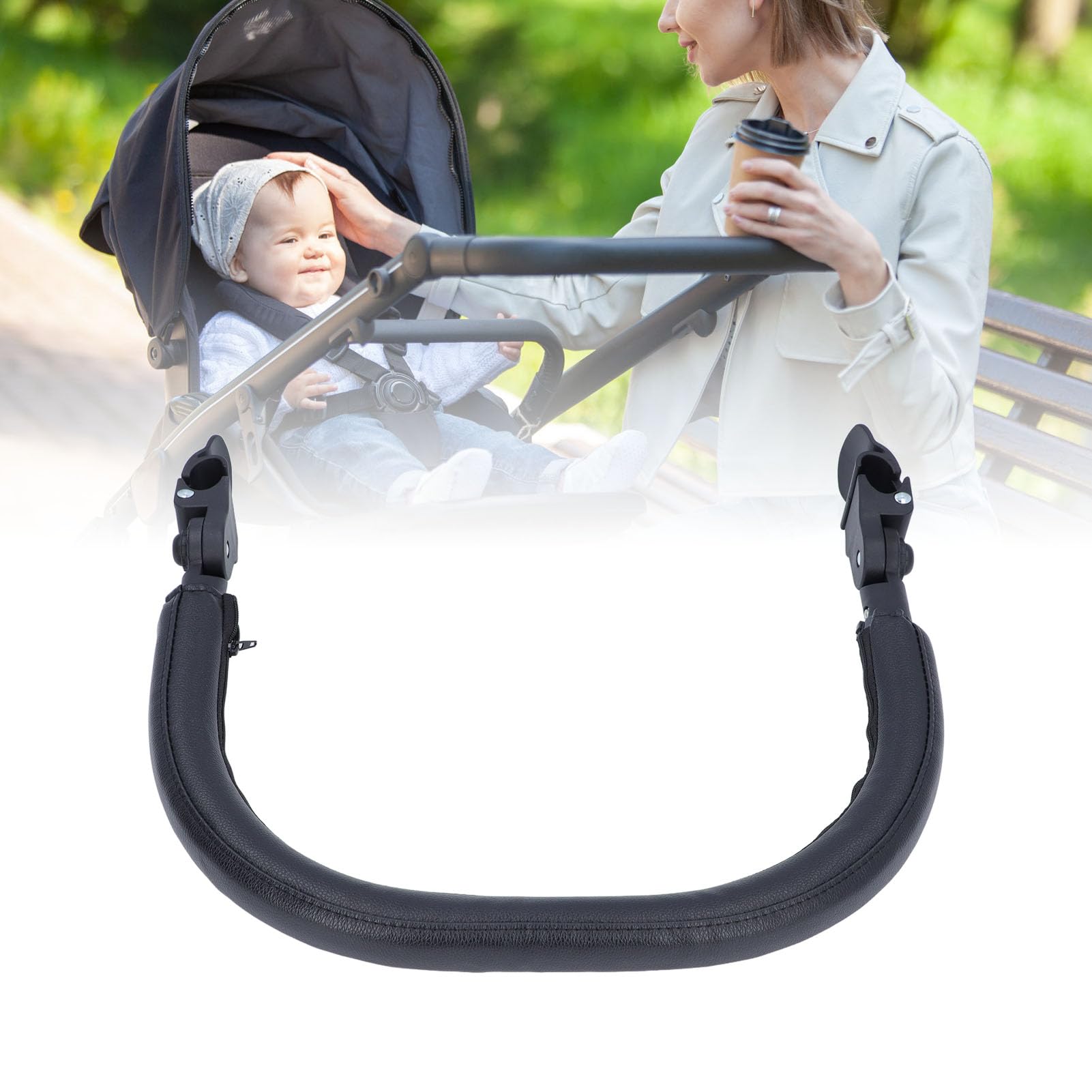 Baby Stroller Bumper Bar - Adjustable Stroller Armrest & Handle Extension Accessory for Safe Daily Travel | Quick Installation | Perfect for Shopping, Walks & Outdoor Adventures
