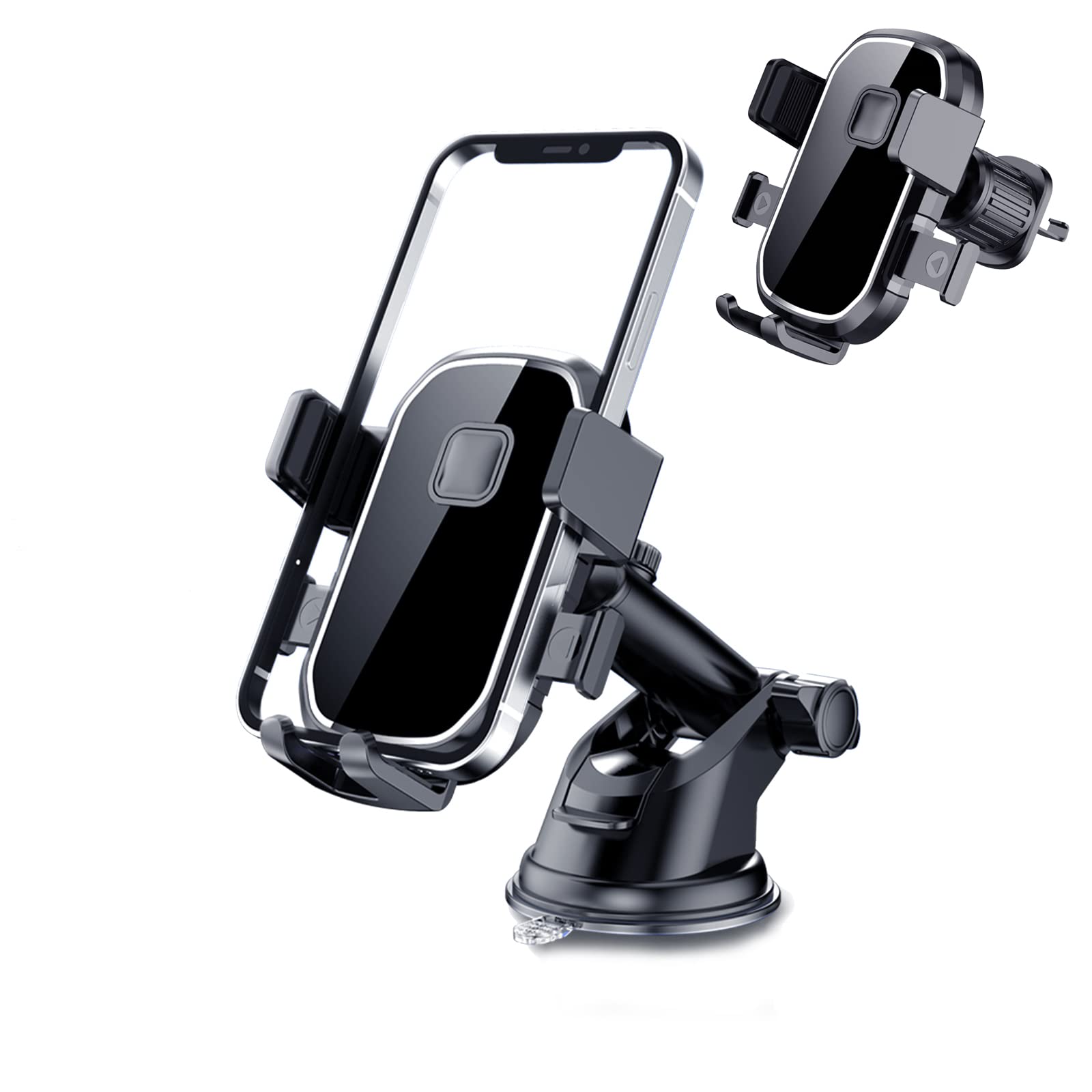 Universal Car Phone Mount - Military-Grade Suction Cup, Hands-Free Dashboard & Windshield Smartphone Holder for All Phones - Perfect for GPS Navigation, Rideshare Driving & Road Trips