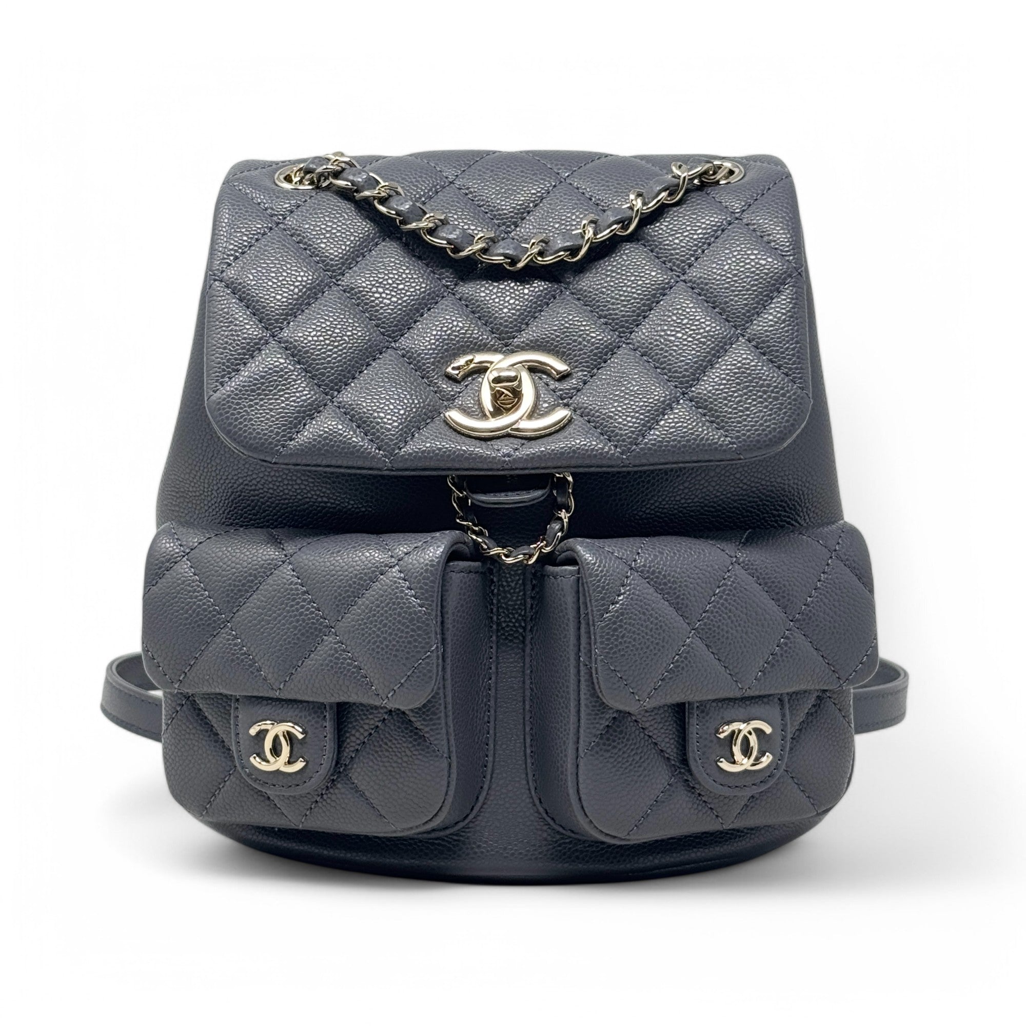 Chanel Grey Mini Duma Backpack with Pockets - Luxury Designer Crossbody Bag for Women, Perfect for Travel, Shopping & Everyday Use