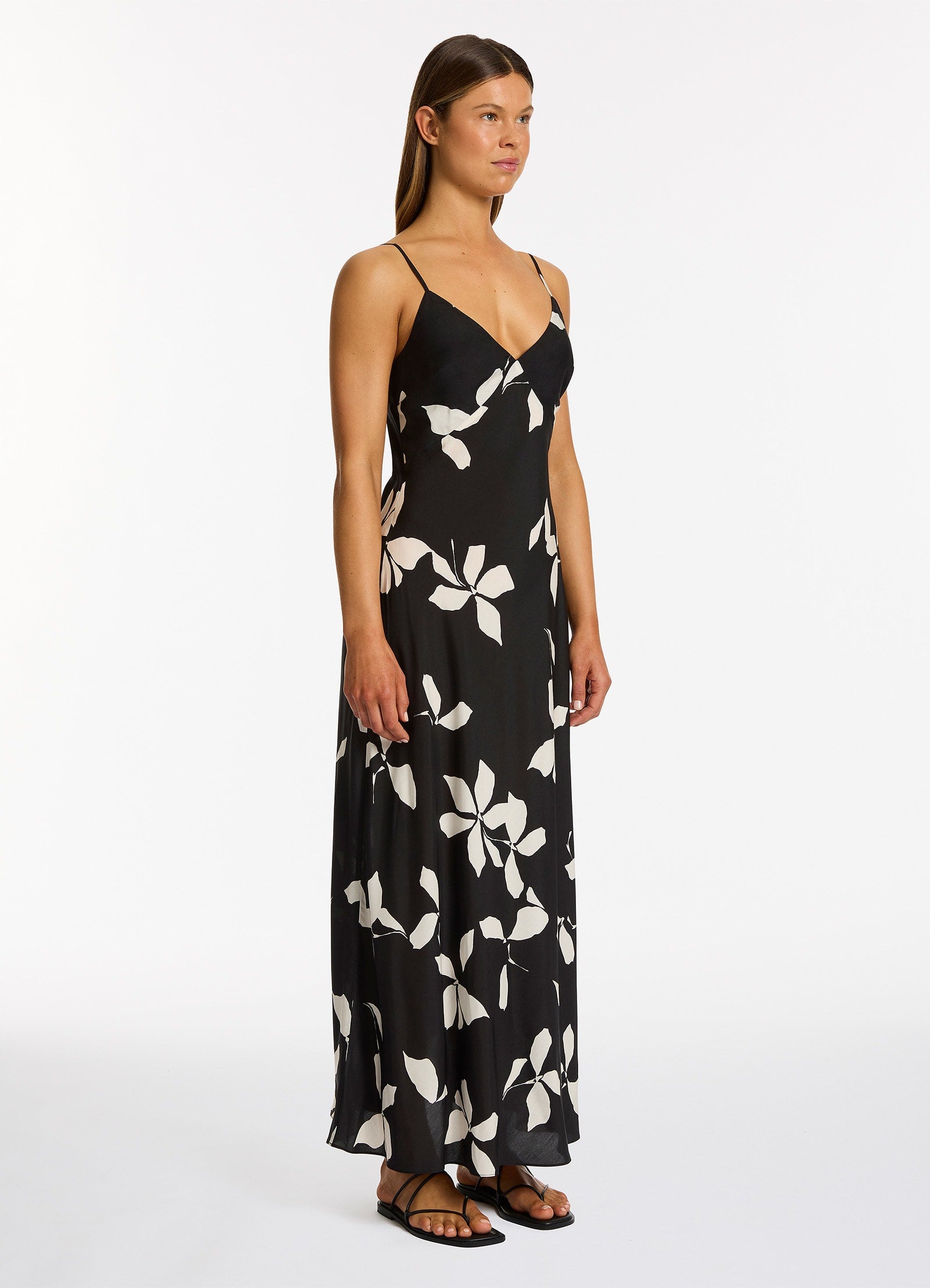 Elora Bloom Slip Maxi Dress for Women - Elegant Black Long Flowy Summer Dress - Perfect for Beach Vacations, Weddings & Date Nights