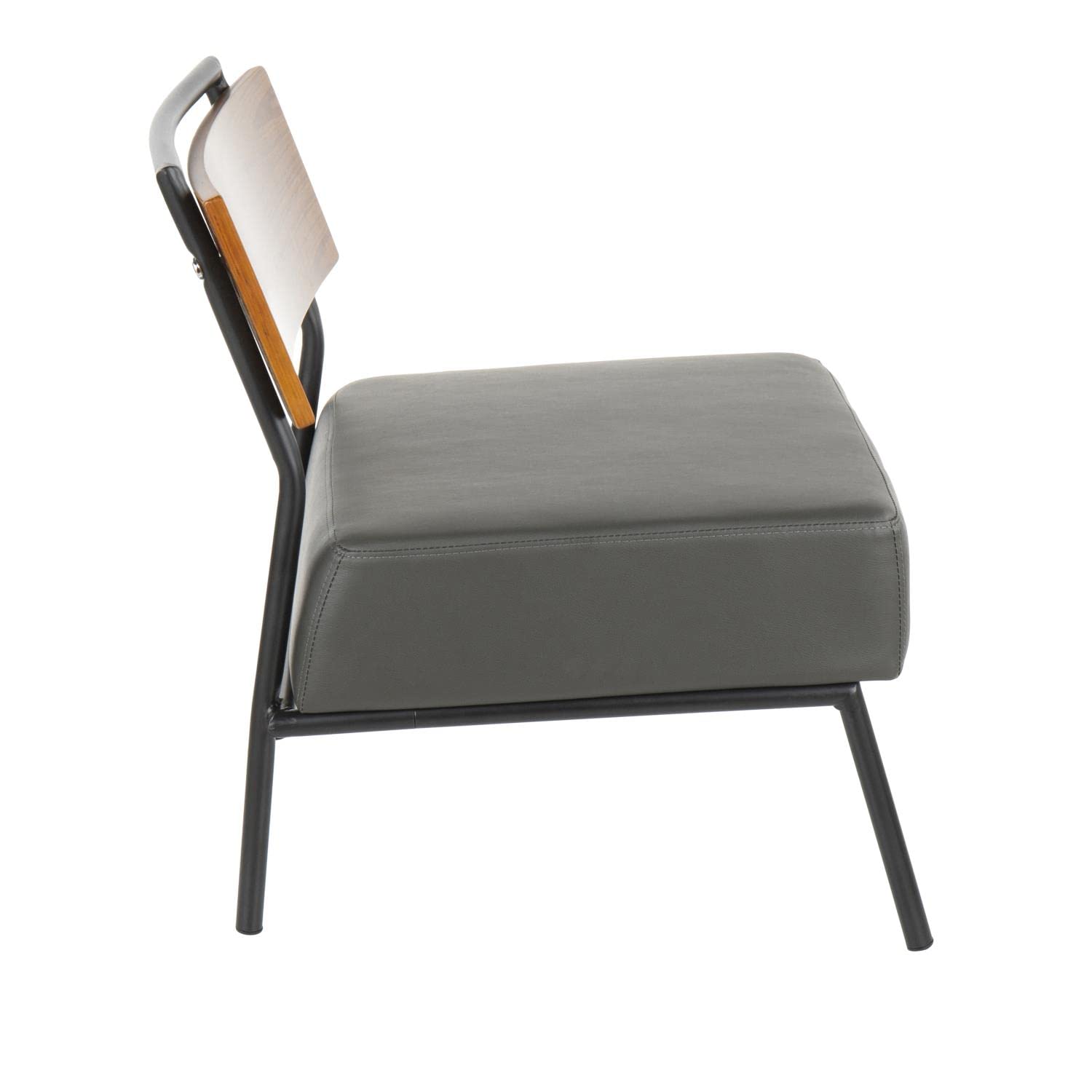 LumiSource Fiji Leather Accent Chair - Armless Modern Living Room & Bedroom Seating - Stylish Contemporary Lounge Chair for Home Office, Reading Nook, or Relaxation Corner