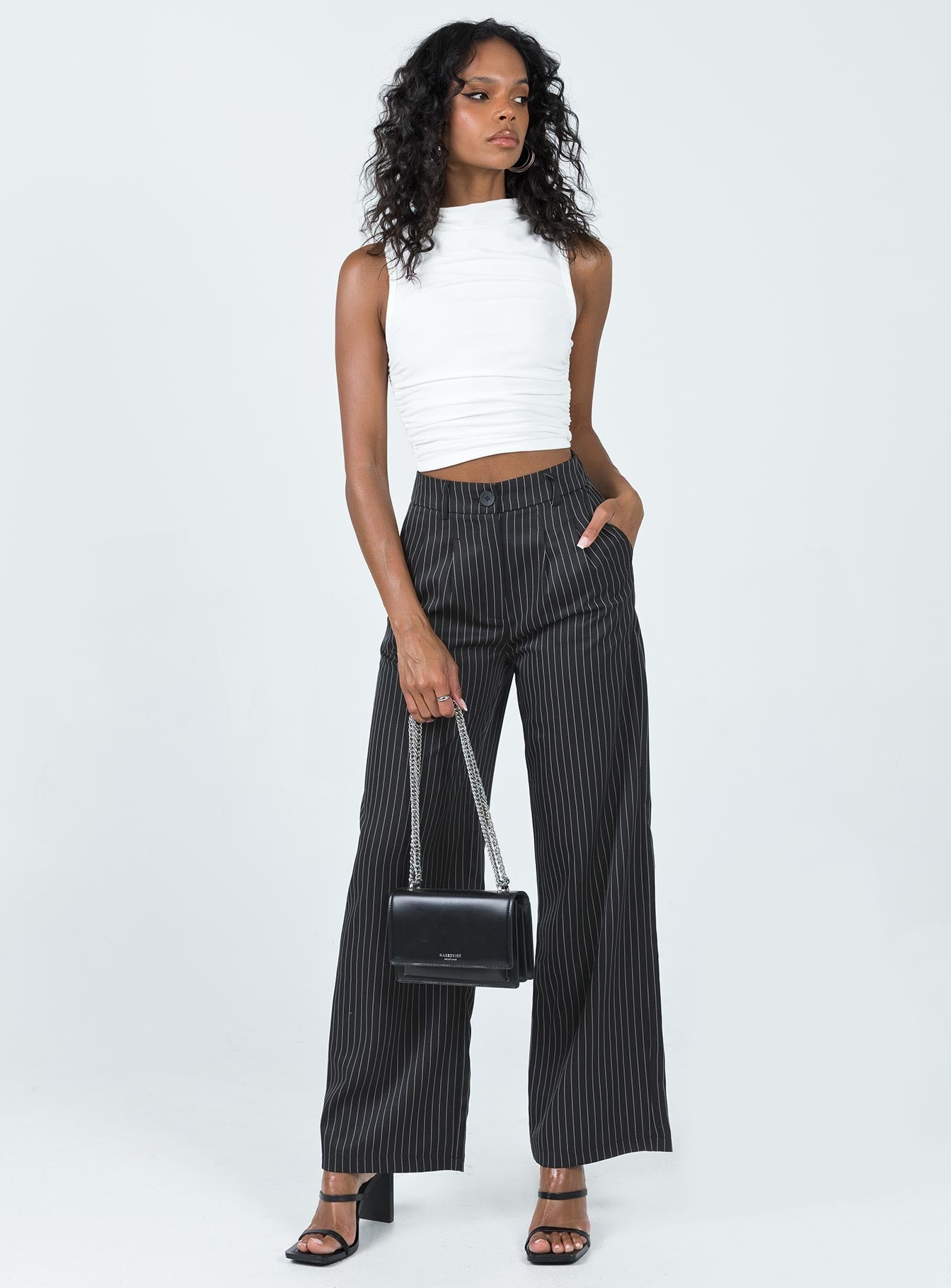 Archer Pinstripe Black Dress Pants for Men - Slim Fit Formal Trousers for Office, Business & Wedding Occasions