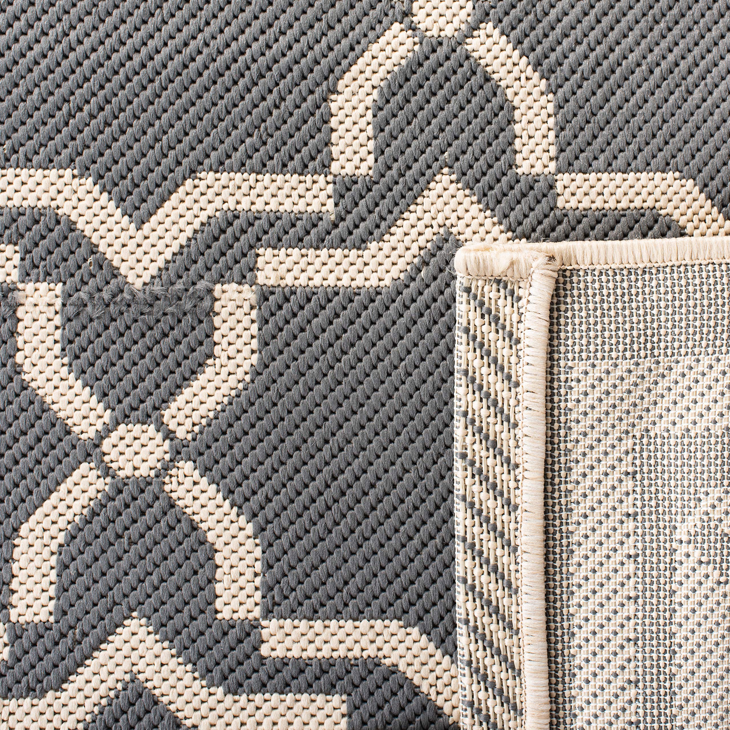 SAFAVIEH Courtyard Collection 7'1 Square Indoor/Outdoor Area Rug - Anthracite & Beige Non-Shedding Washable Rug for Patio, Backyard, Mudroom, Living Room & Bedroom (CY6916-246) - Perfect for Home Decor & High Traffic Areas