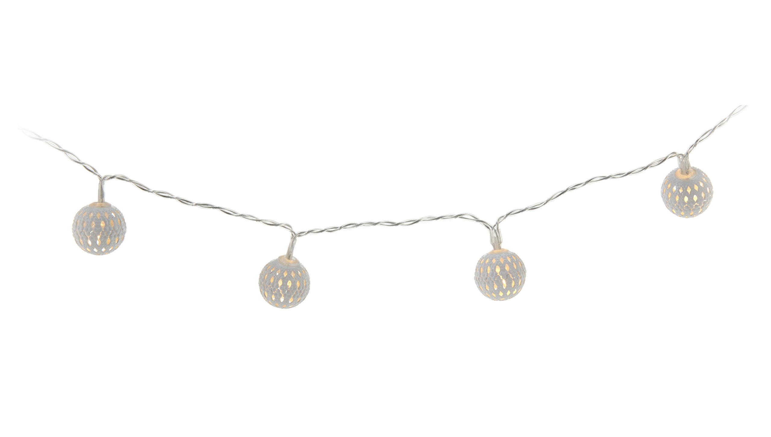 Metal Ball Decorative Light - Warm White, 30cm Lead Cable, Battery Operated (AA Batteries Not Included) - Perfect for Bedroom, Living Room & Home Decor