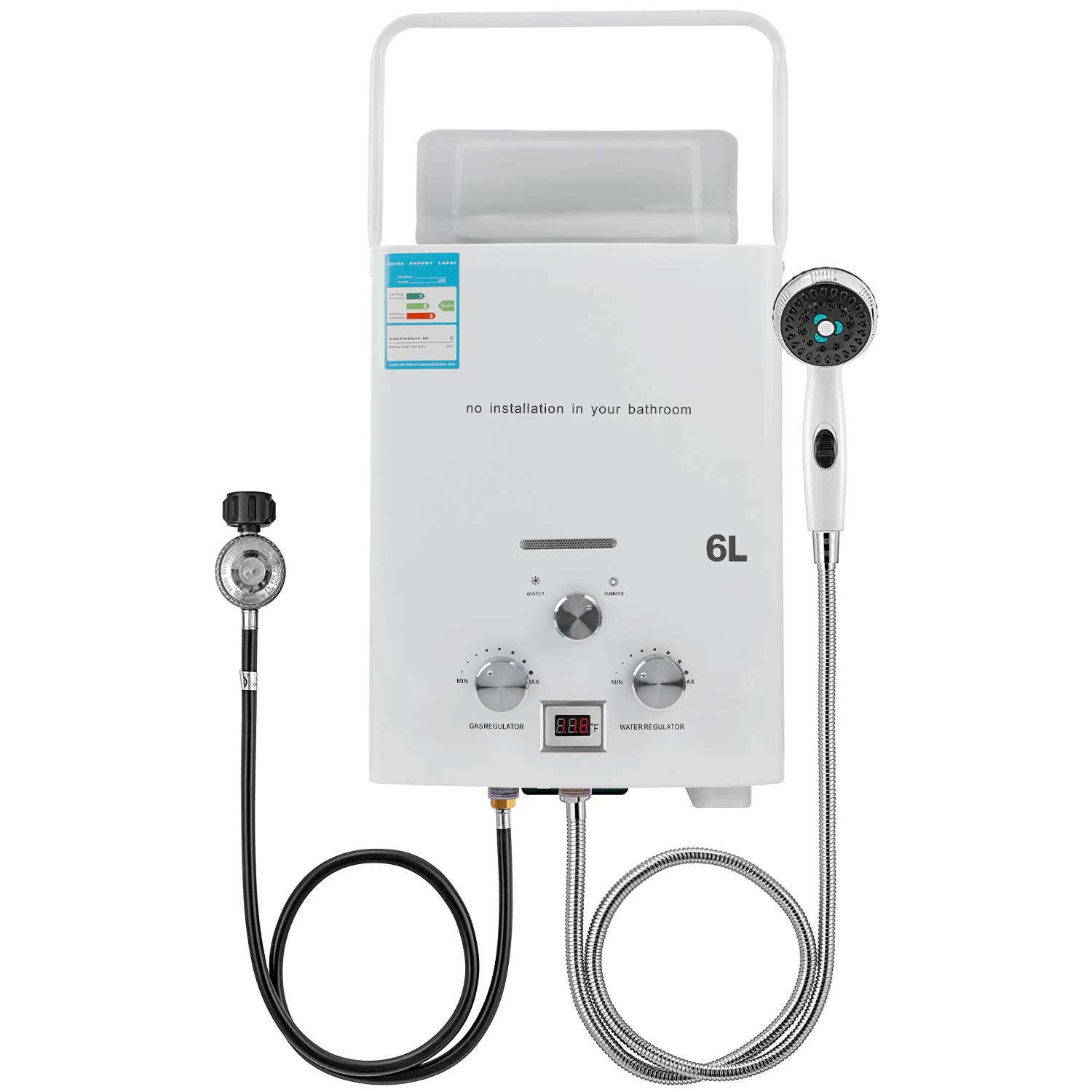 6L 1.6GPM Portable Propane Tankless Water Heater - Instant Hot Water for Camping, RV, Outdoor Showers | Overheating Protection | Perfect for Hiking, Backpacking & Off-Grid Living