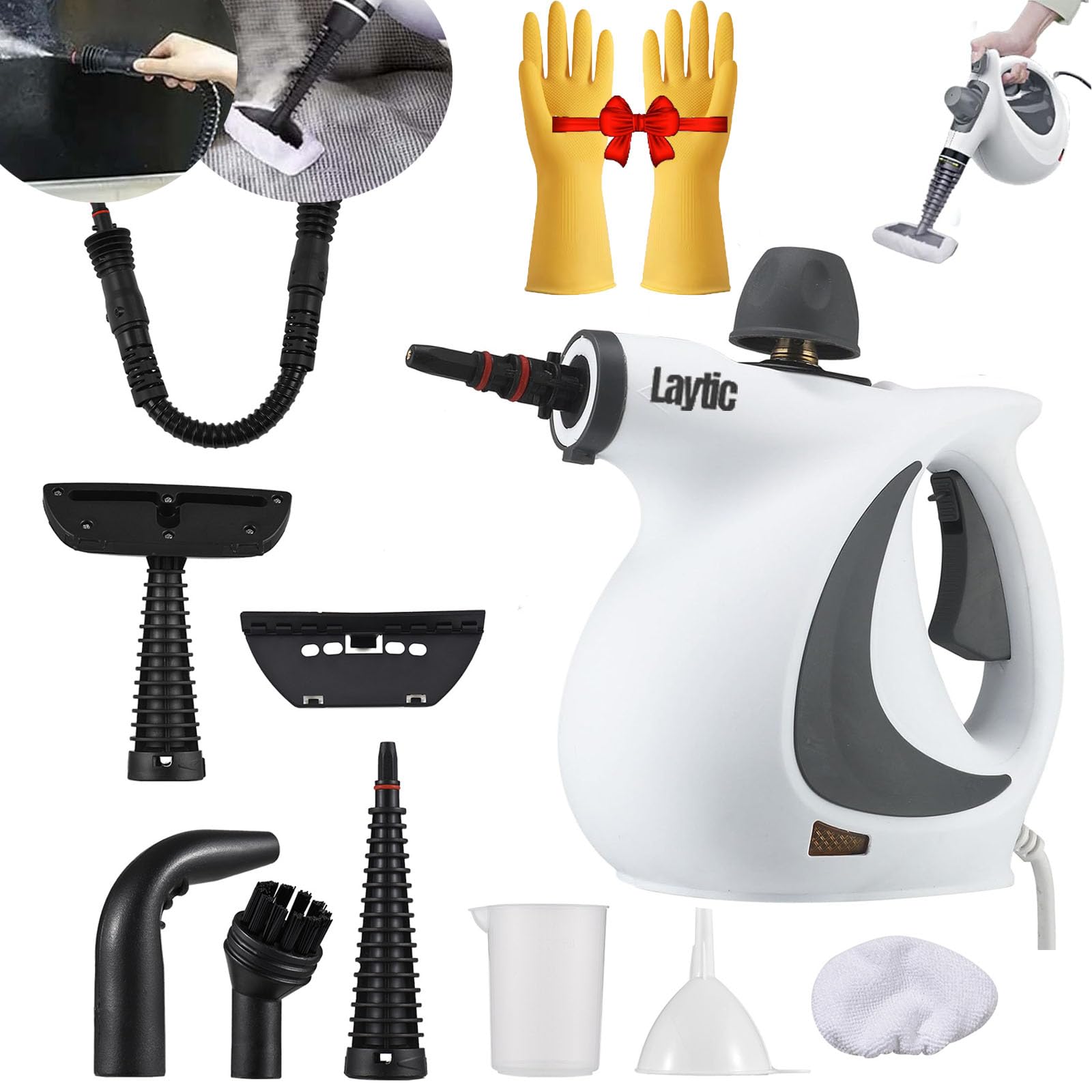 Laytic Steammaster Pro Handheld Steam Cleaner - 9-Piece Accessory Kit for Home Cleaning | Multi-Purpose Pressurized Steamer for Floors, Tiles, Grout & Upholstery | Portable Deep Cleaning Solution