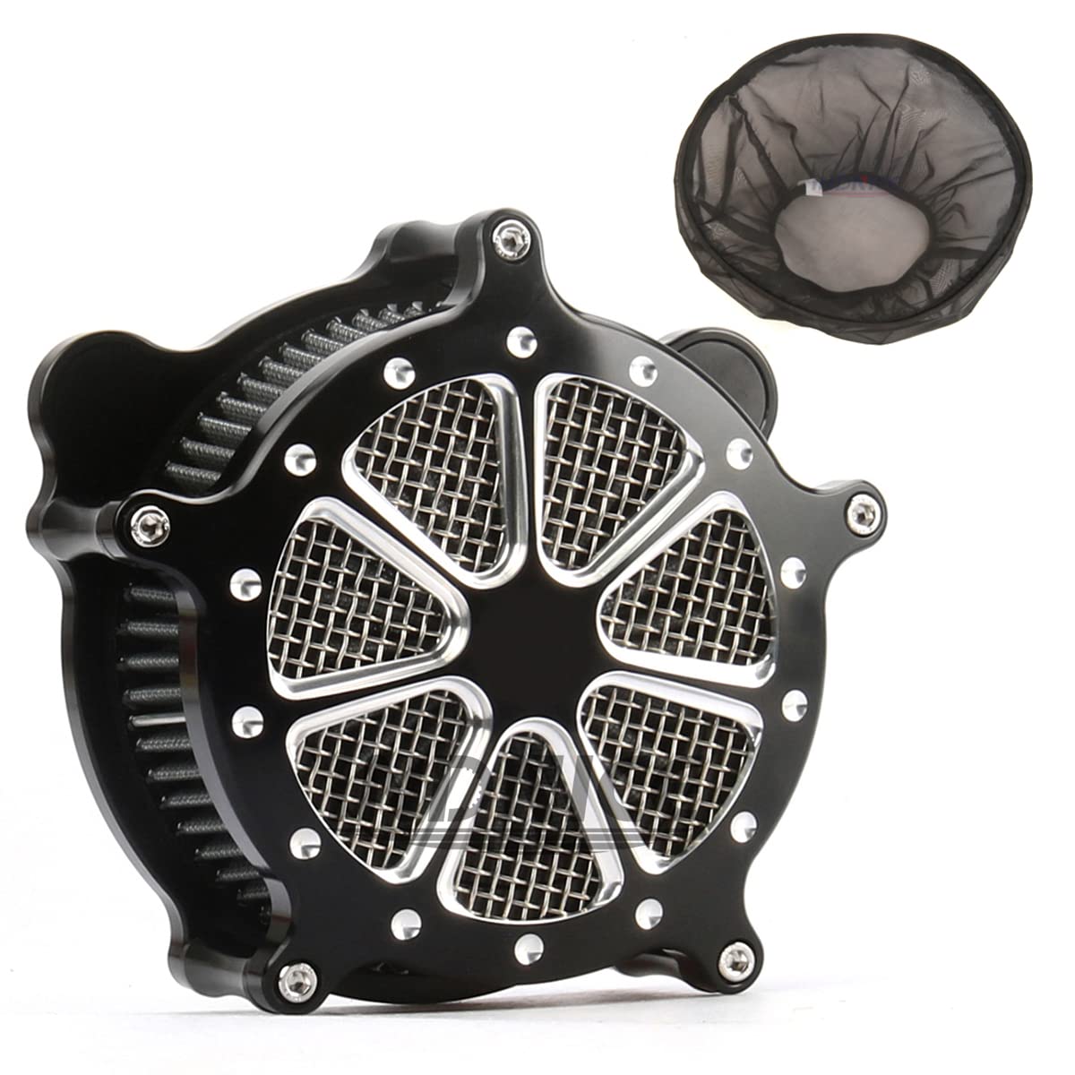 Happy-Motor CNC Aluminum Air Cleaner Kit for Harley Touring 2017-2023 - Compatible with Street Glide, Road King, Road Glide & Softail Models - High Performance Air Filter Upgrade for Improved Engine Efficiency - Perfect for Highway Cruising & Long-Distance Motorcycle Tours